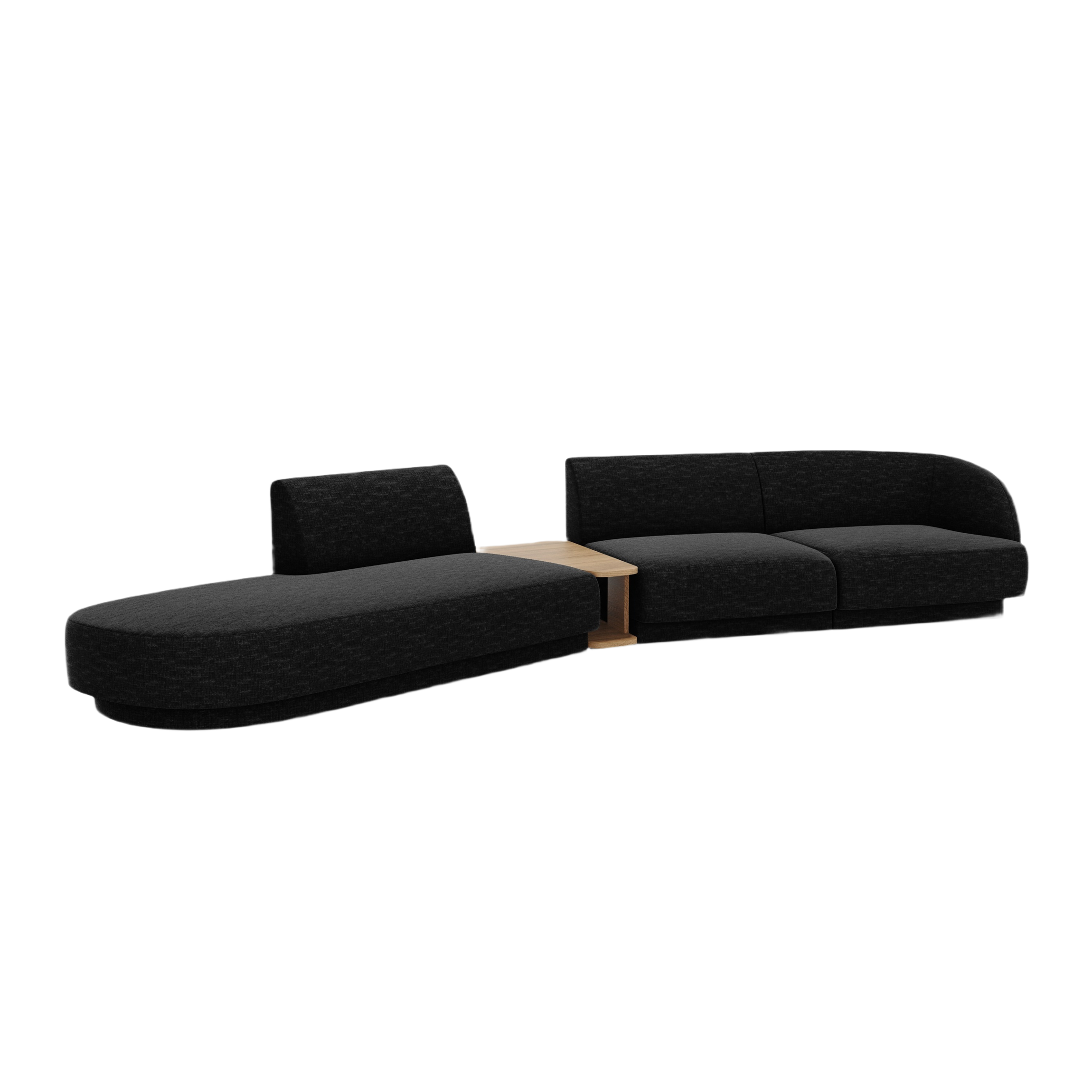 Sofa modułowa lewostronna ze stolikiem 4-osobowa MILEY czarny szenil