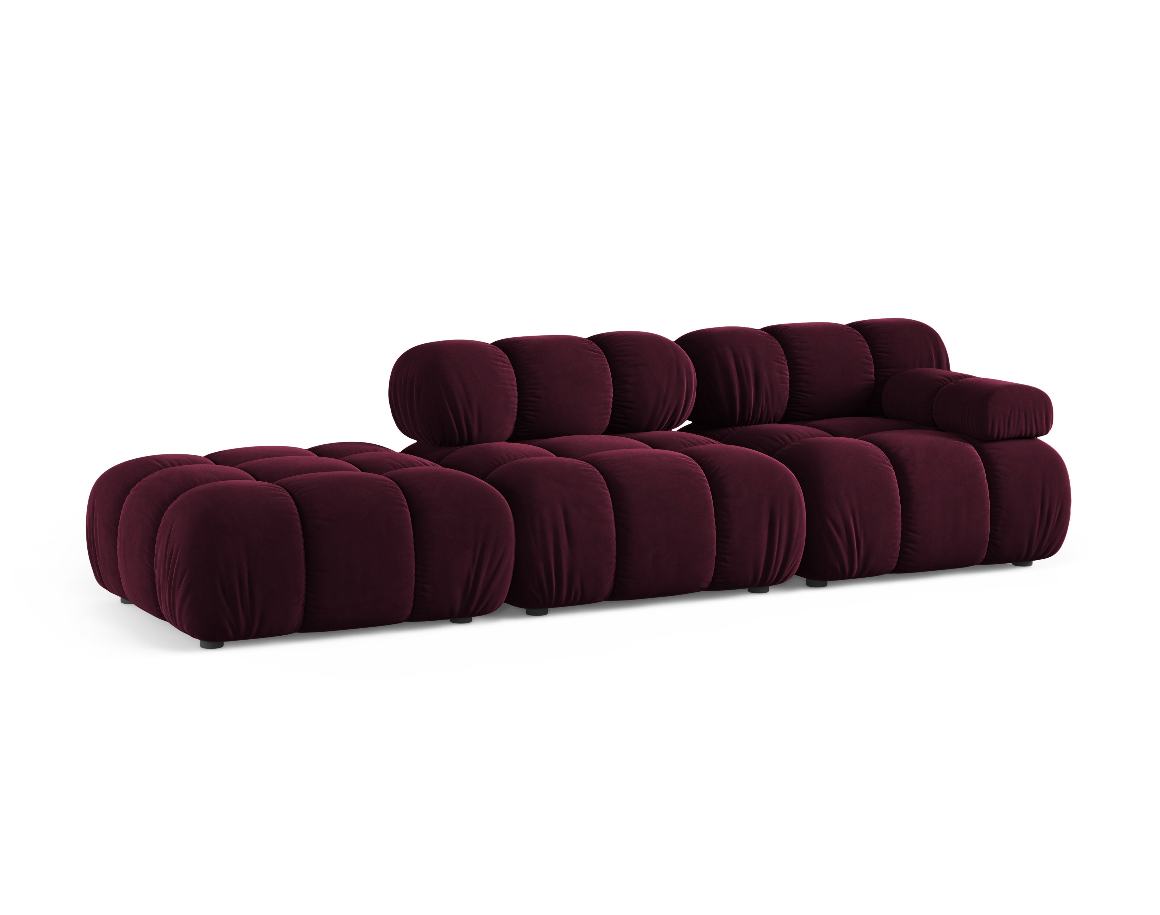 Sofa modułowa otwarta lewostronna BELLIS burgundowy welur