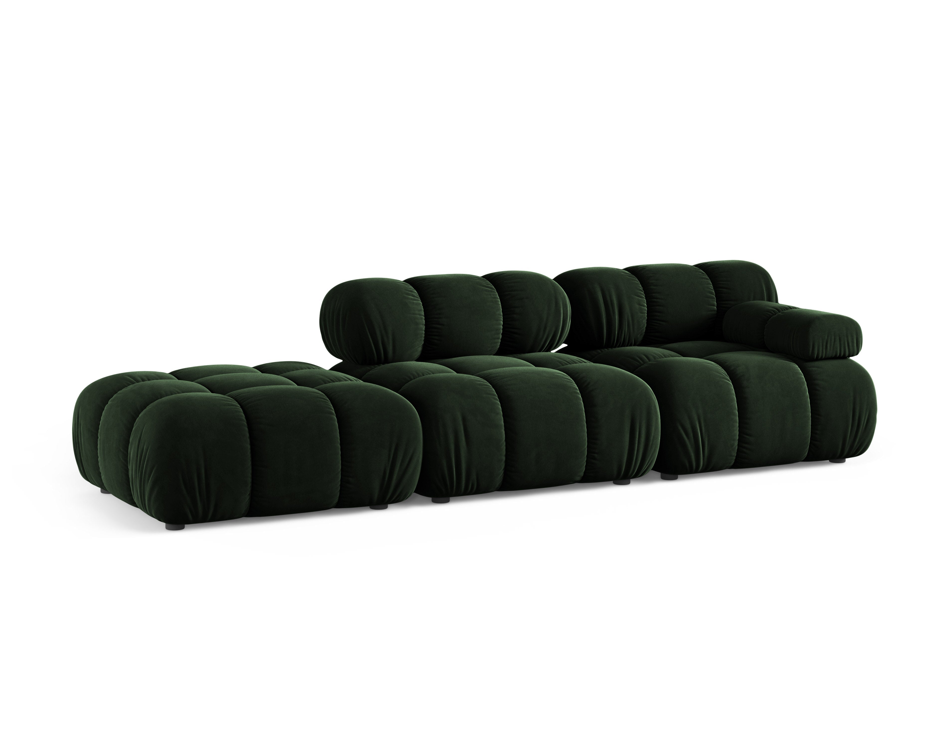 Sofa modułowa otwarta lewostronna BELLIS butelkowy zielony welur