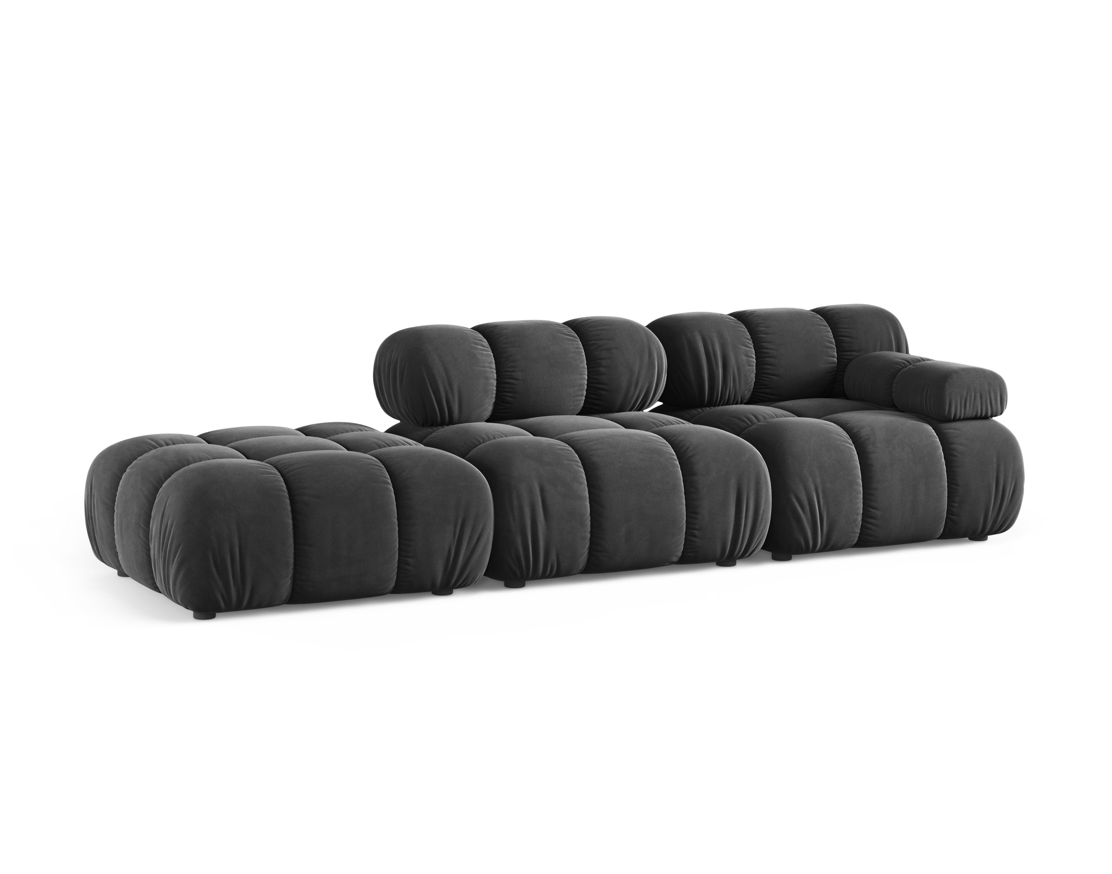 Sofa modułowa otwarta lewostronna BELLIS ciemnoszary welur