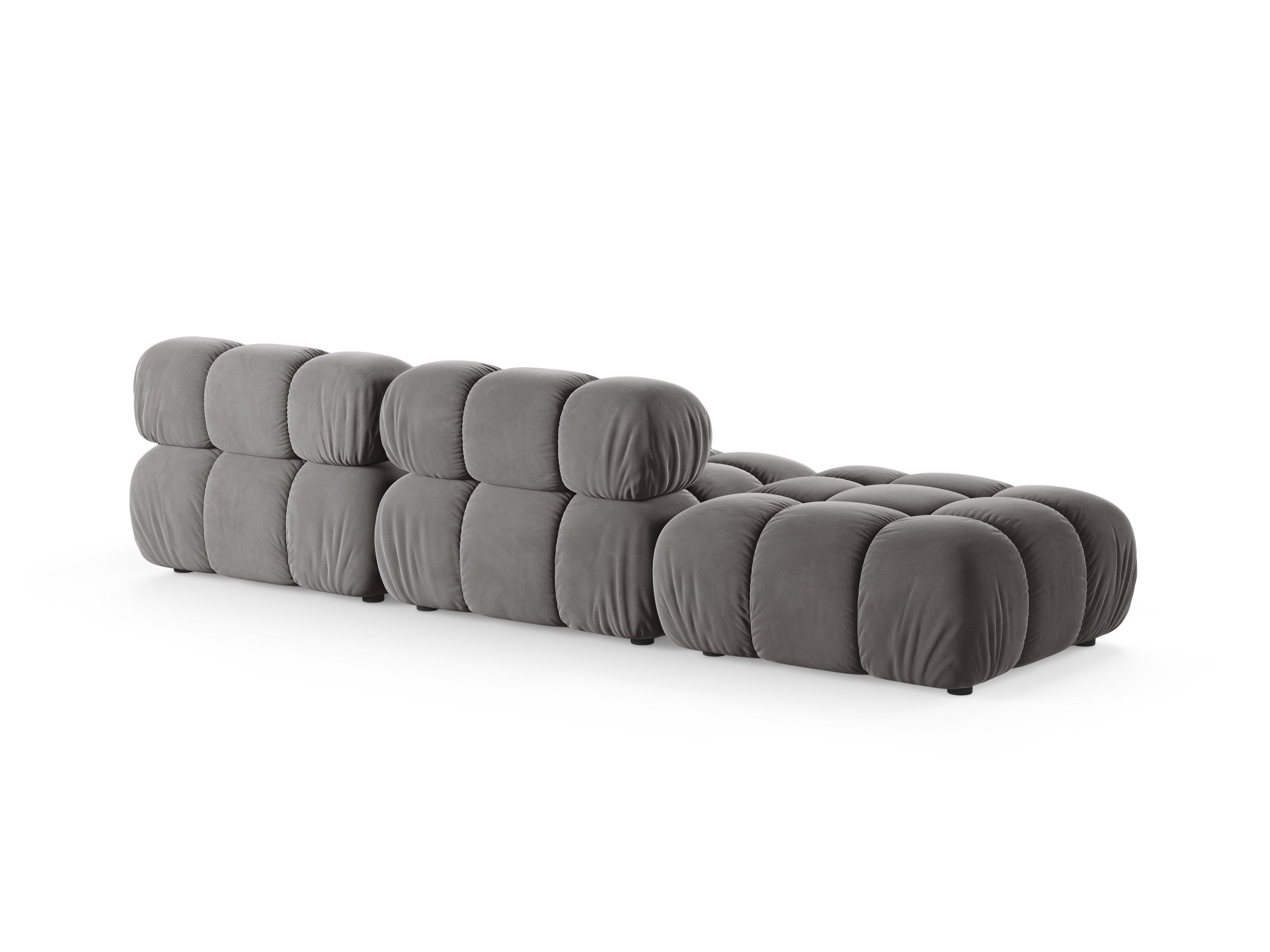 Sofa modułowa aksamitna otwarta lewostronna BELLIS szary