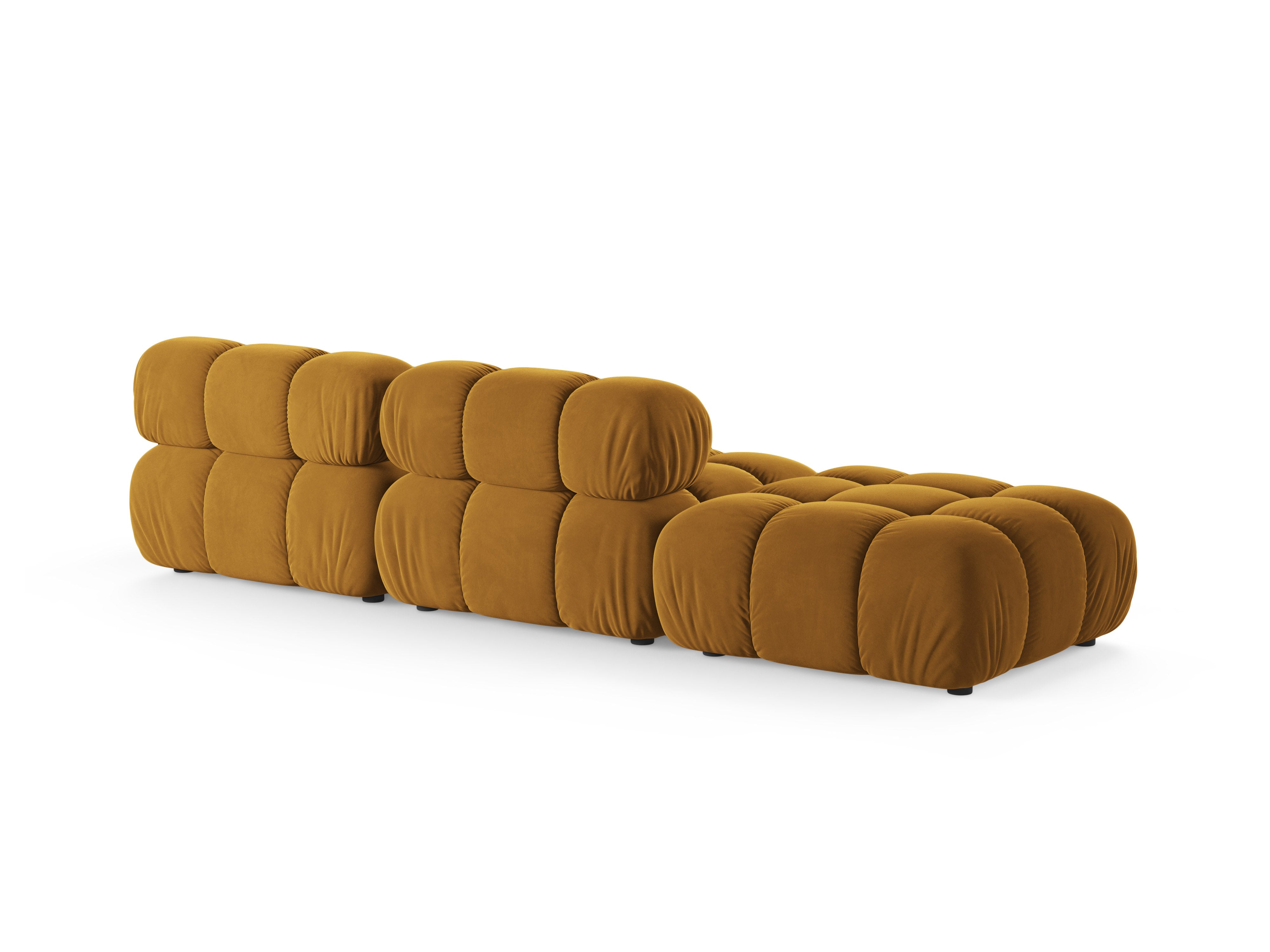 Sofa modułowa aksamitna otwarta lewostronna BELLIS musztardowy