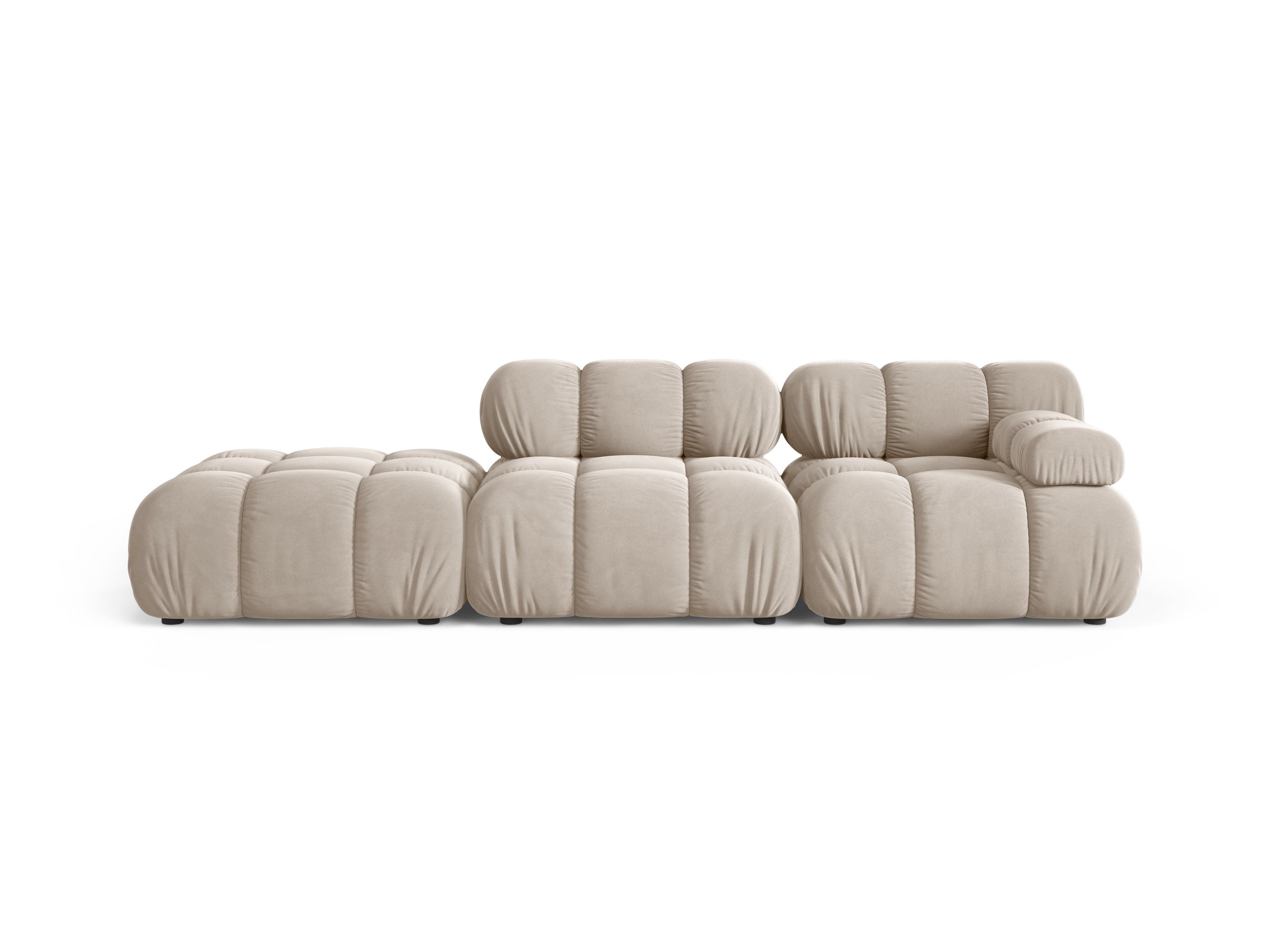 Sofa modułowa aksamitna otwarta lewostronna BELLIS beżowy