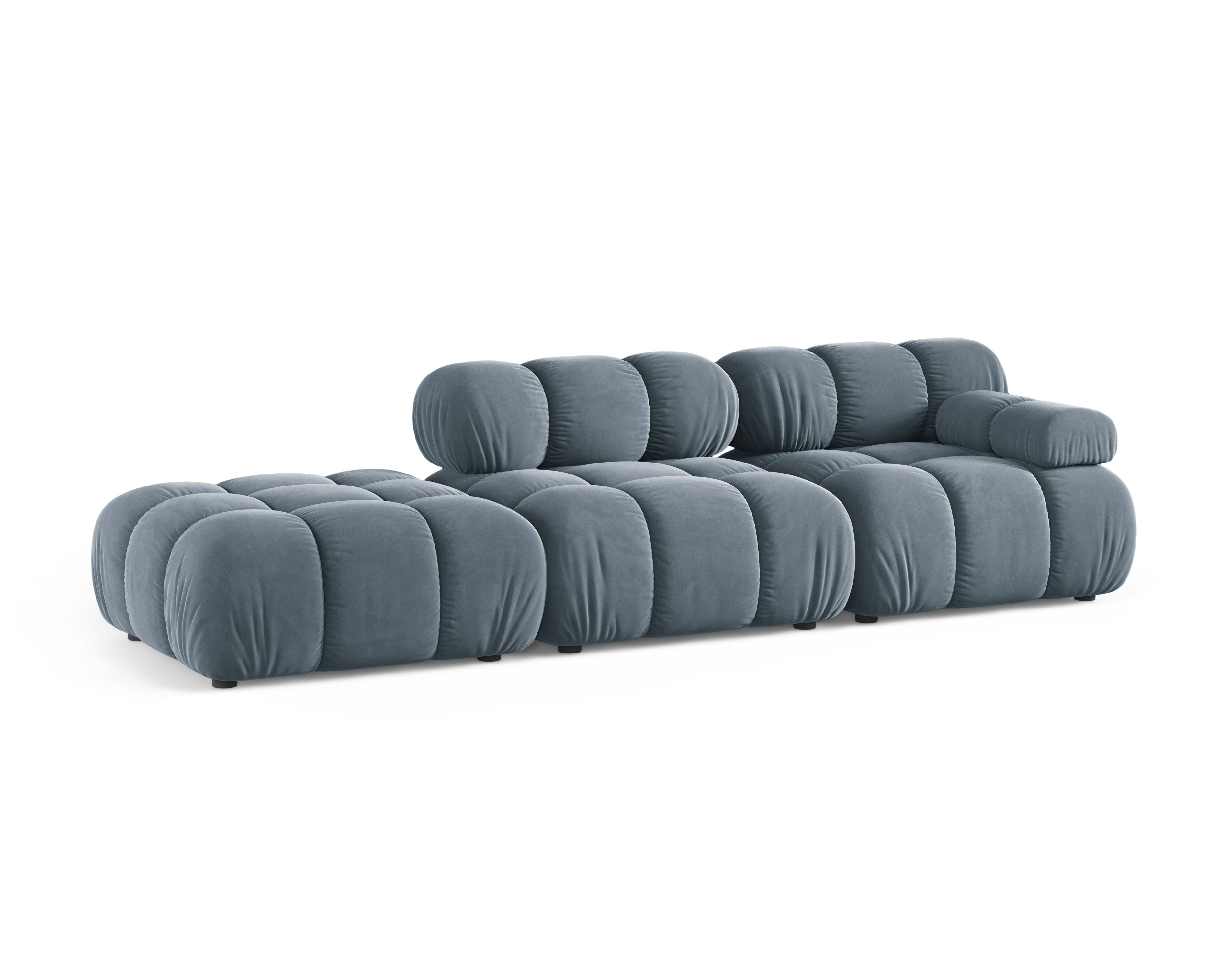 Sofa modułowa aksamitna otwarta lewostronna BELLIS niebieski