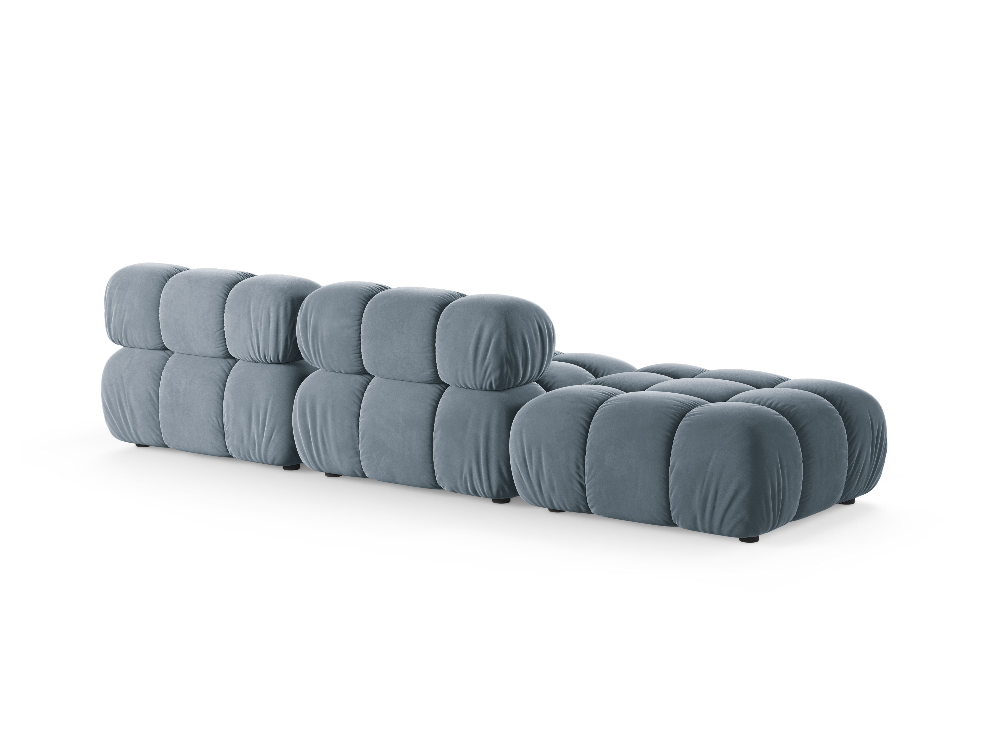 Sofa modułowa aksamitna otwarta lewostronna BELLIS niebieski