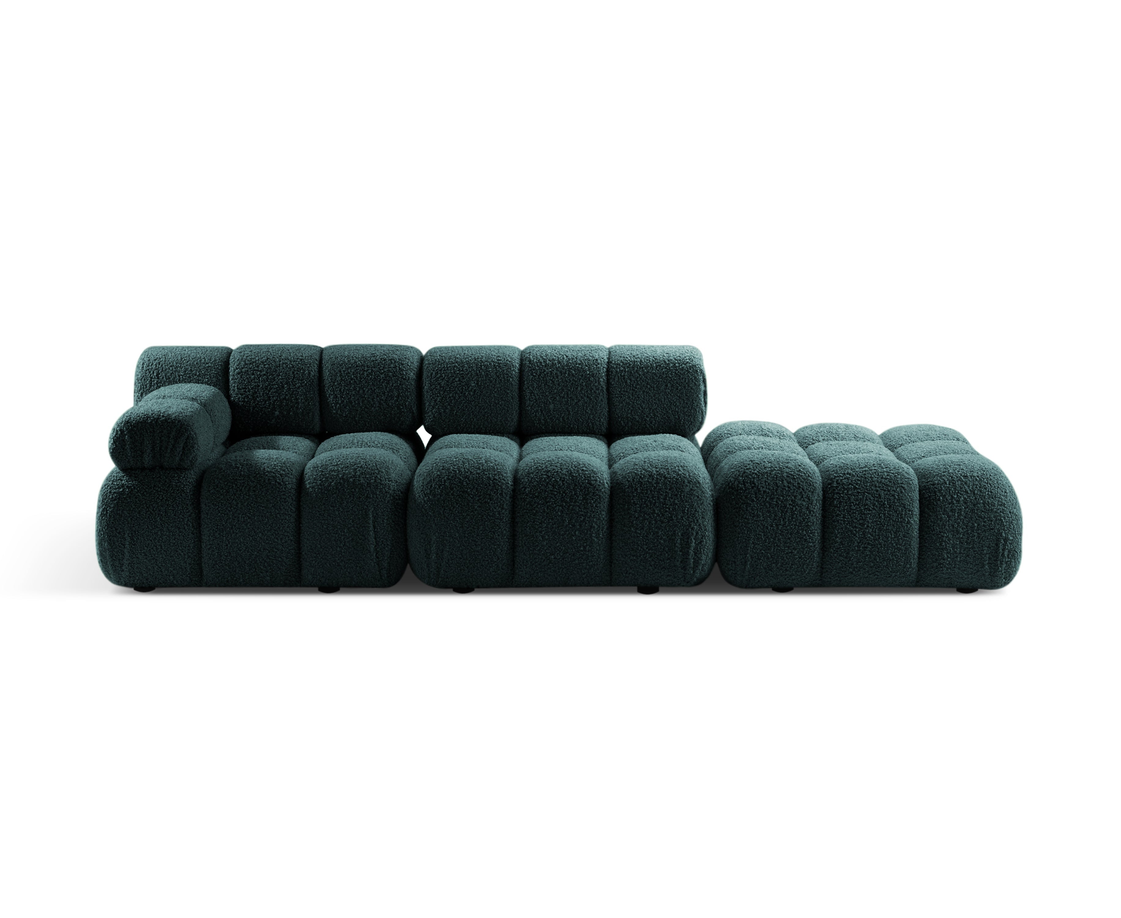 Sofa modułowa otwarta prawostronna BELLIS niebieski petrol boucle