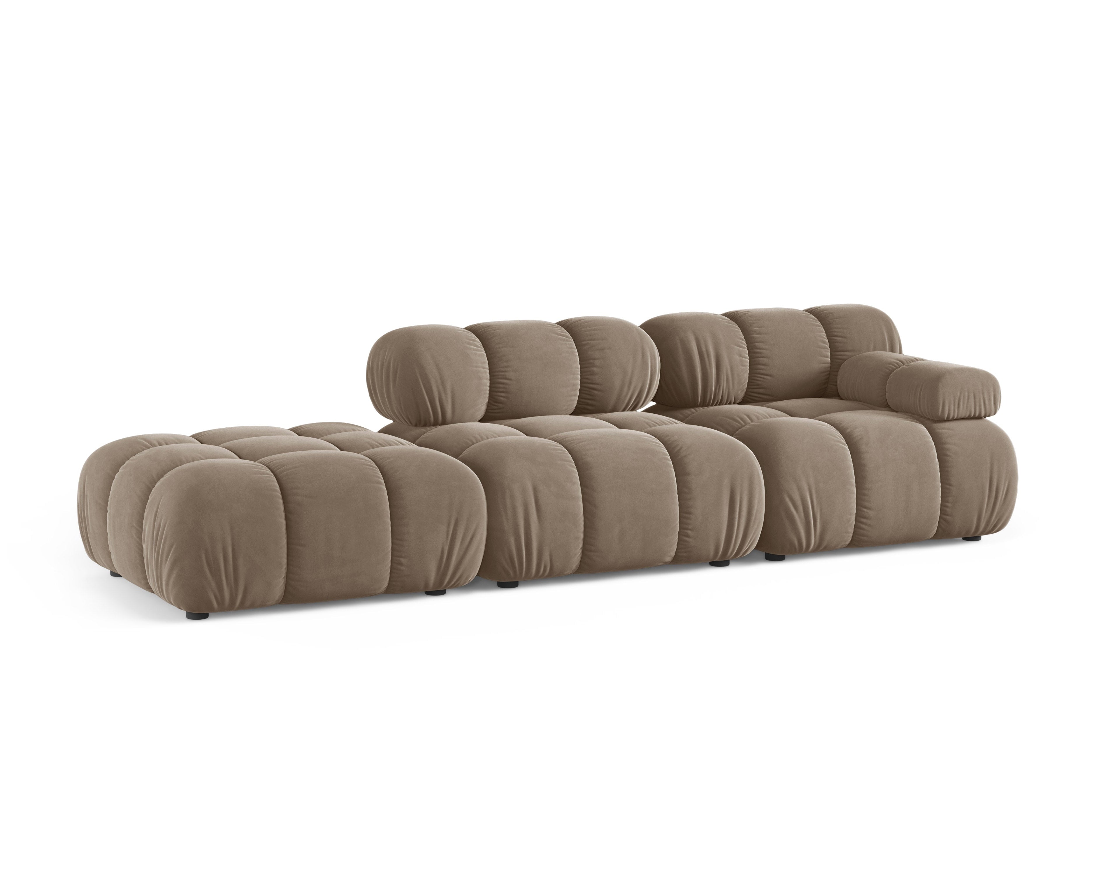Sofa modułowa aksamitna otwarta lewostronna BELLIS cappuccino