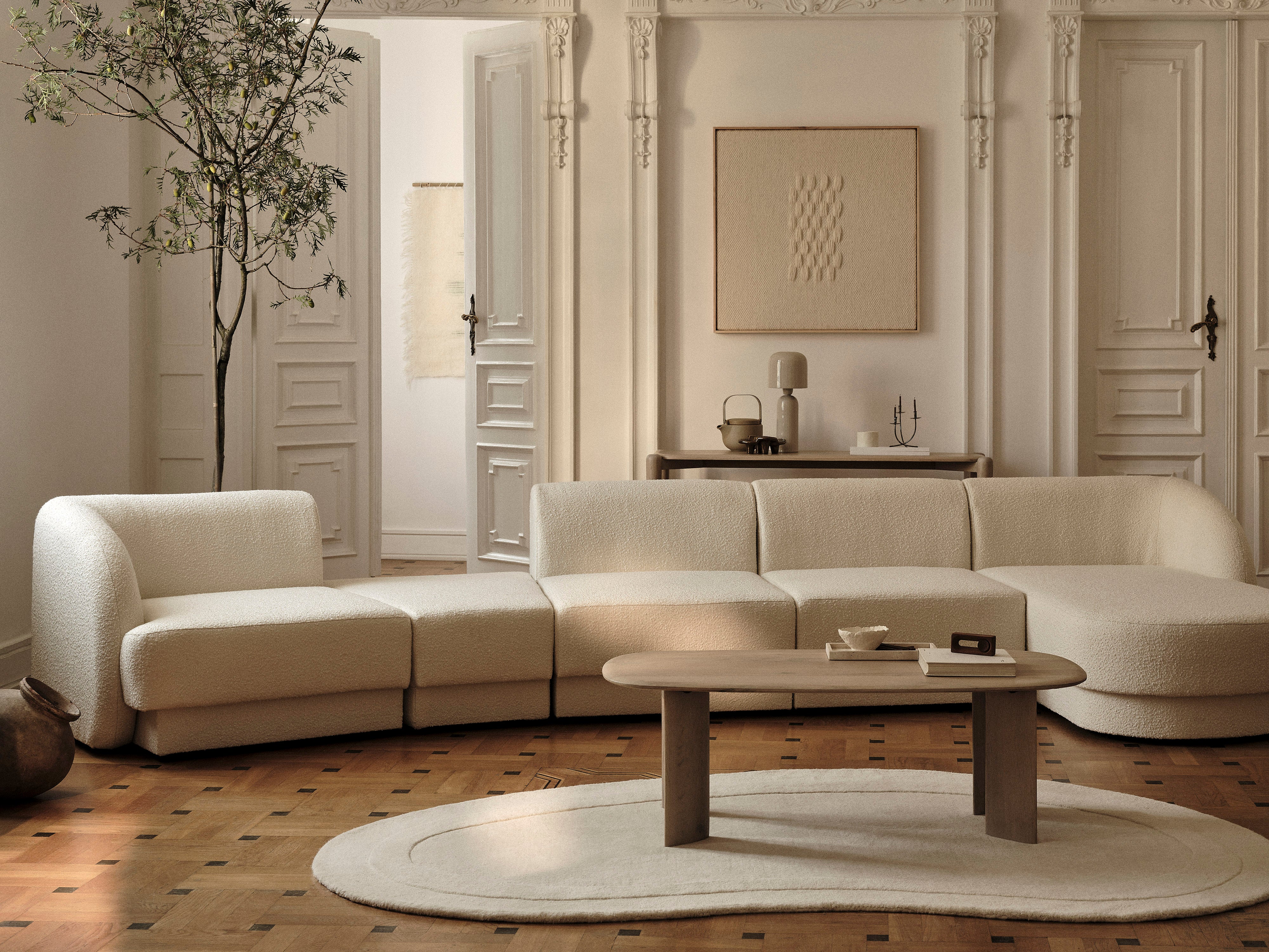Right-facing velvet modular corner sofa for 7 people MILEY cappuccino