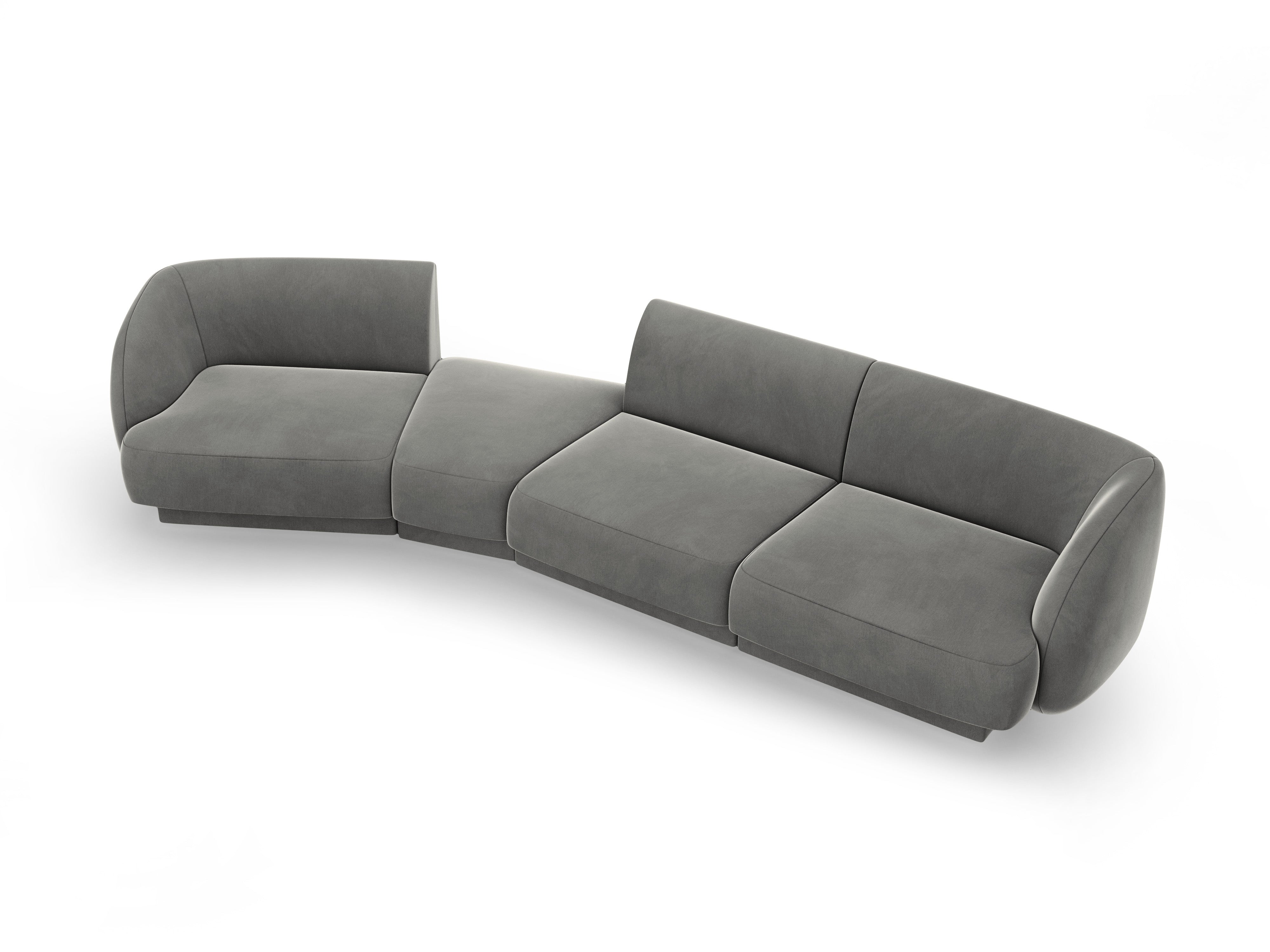 Sofa modułowa lewostronna 6-osobowa aksamitna MILEY jasnoszary