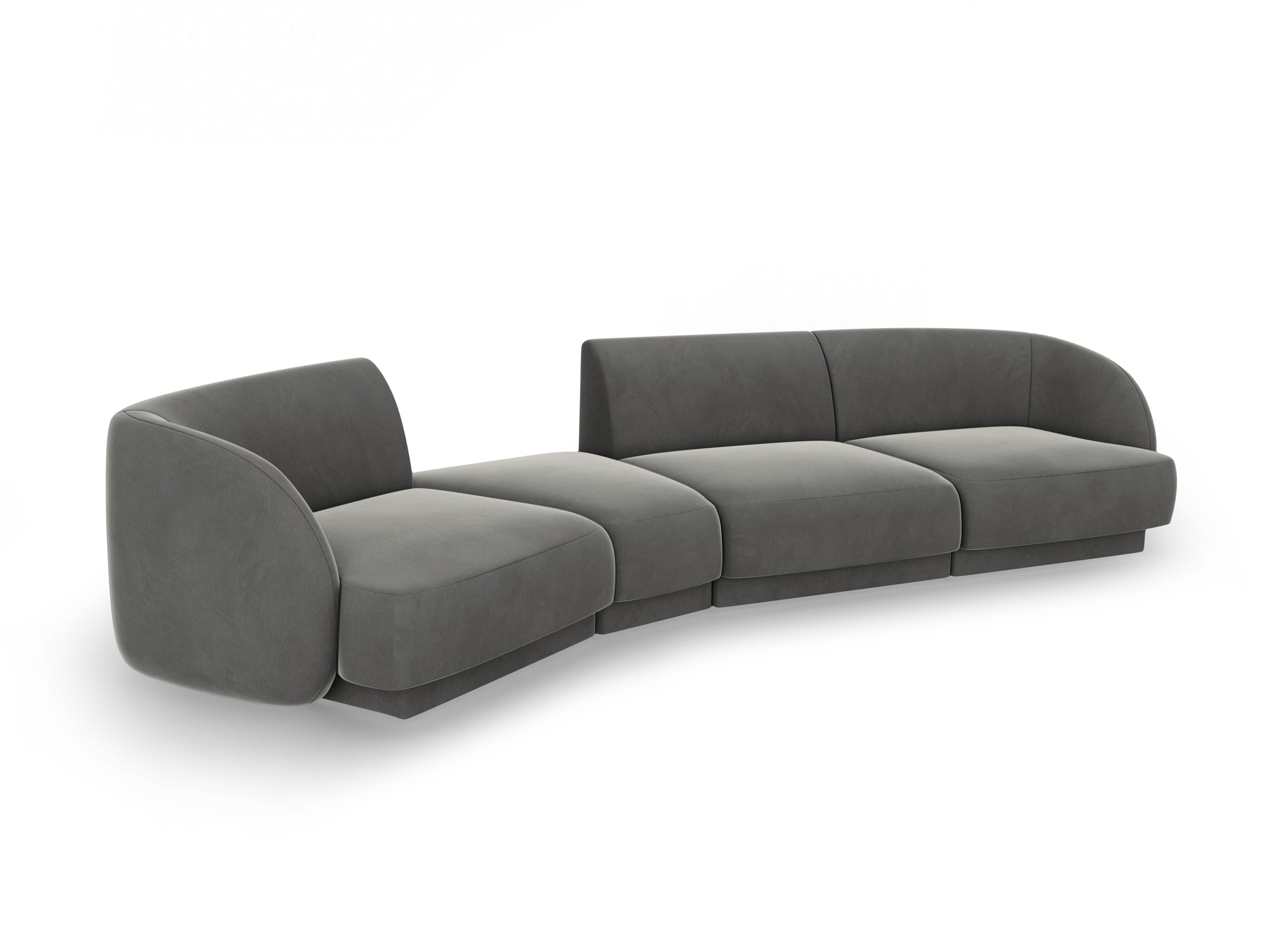 Sofa modułowa lewostronna 6-osobowa aksamitna MILEY jasnoszary