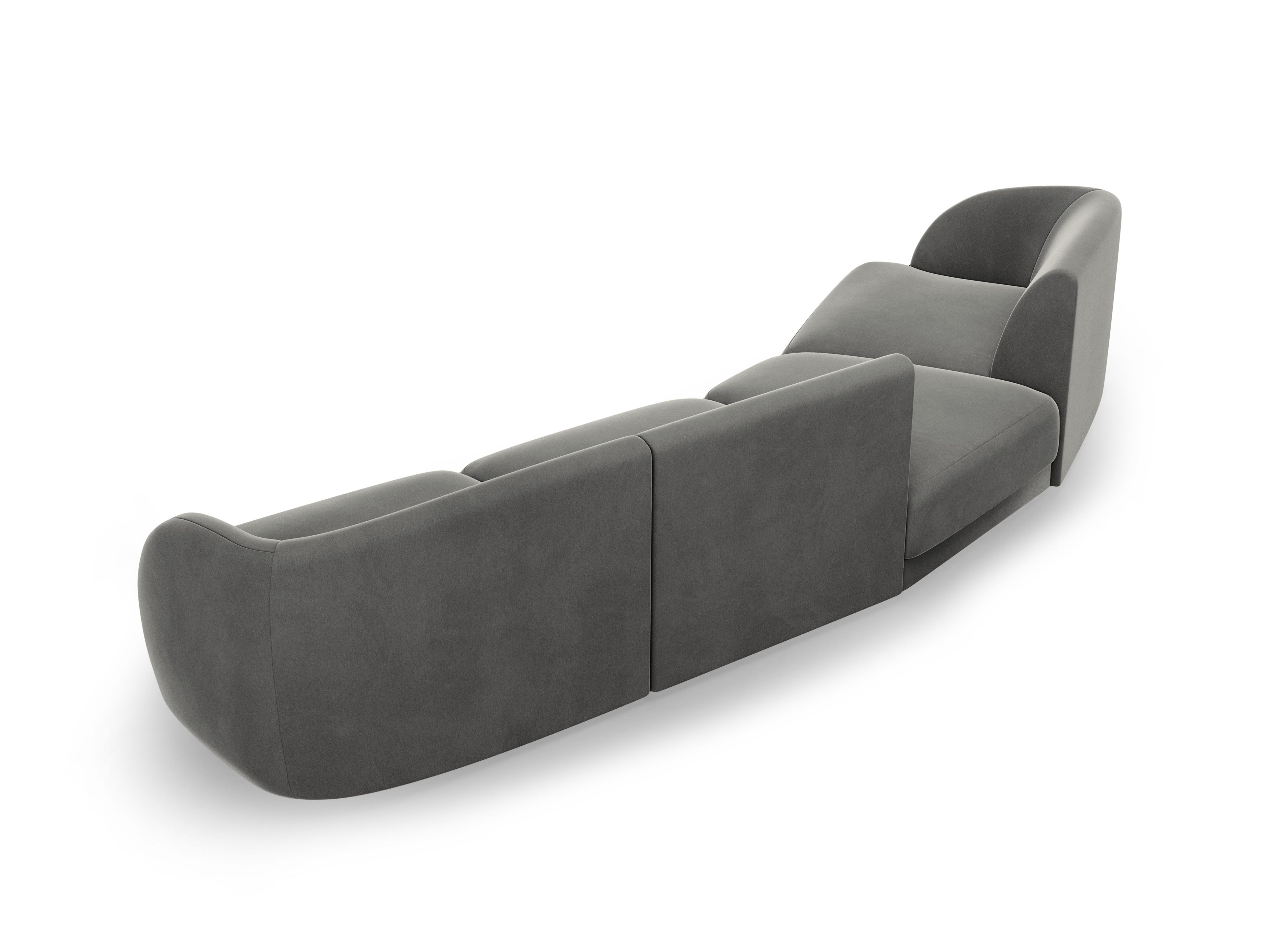Sofa modułowa lewostronna 6-osobowa aksamitna MILEY jasnoszary