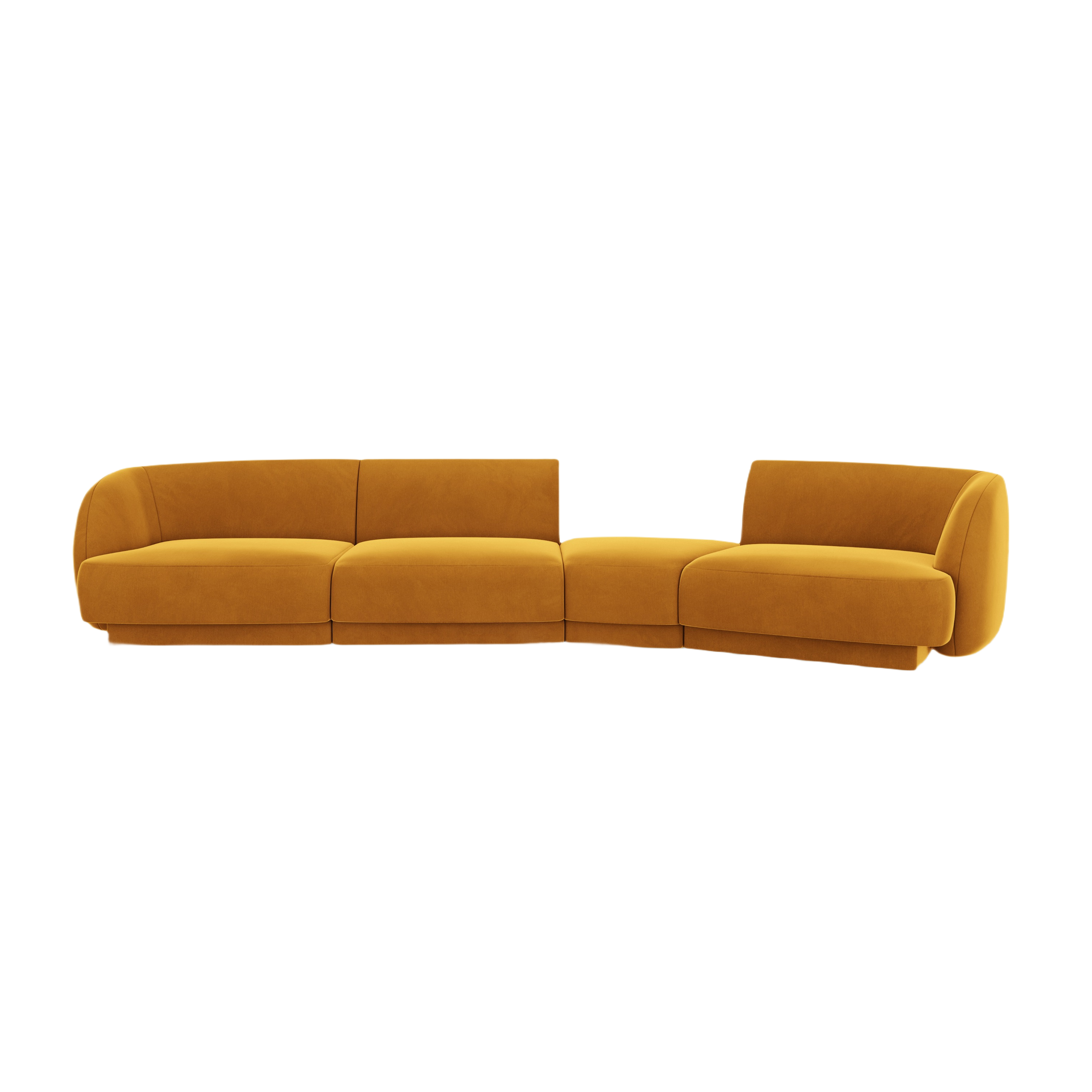 Sofa modułowa prawostronna 6-osobowa aksamitna MILEY żółty