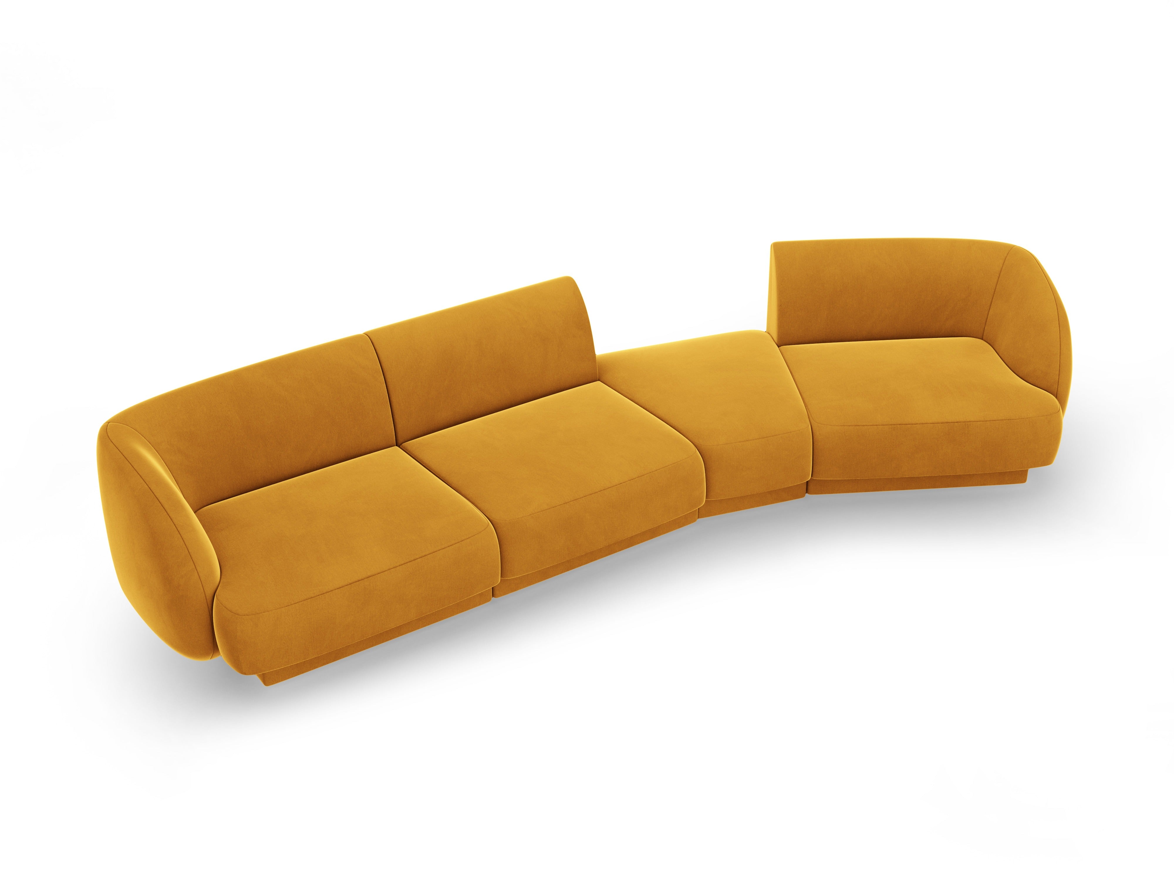 Sofa modułowa prawostronna 6-osobowa aksamitna MILEY żółty
