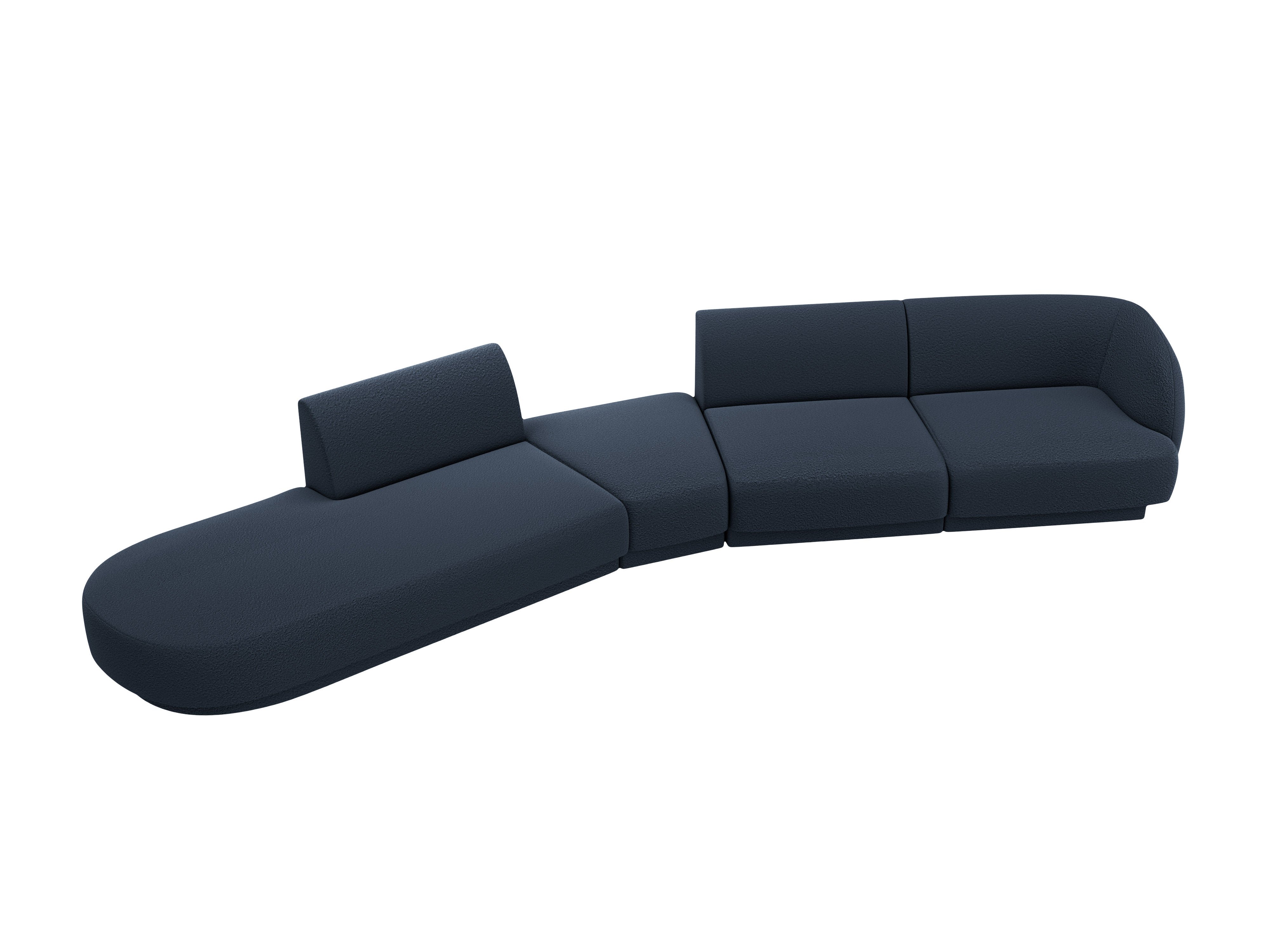 Modulares Ecksofa linksseitig für 7 Personen MILEY dunkelblau Boucle