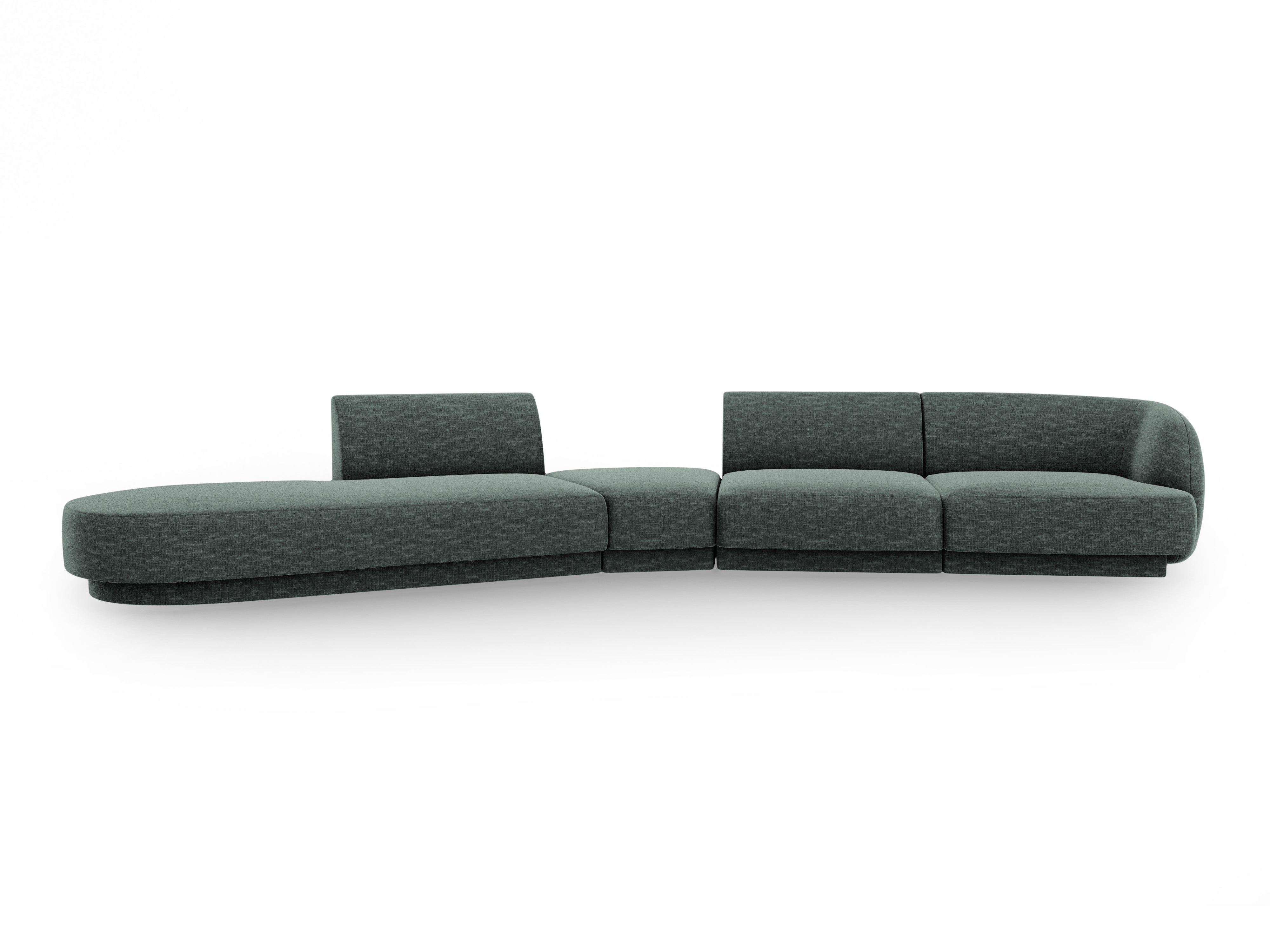 Modulares Ecksofa linksseitig für 7 Personen MILEY petrolblau samtig