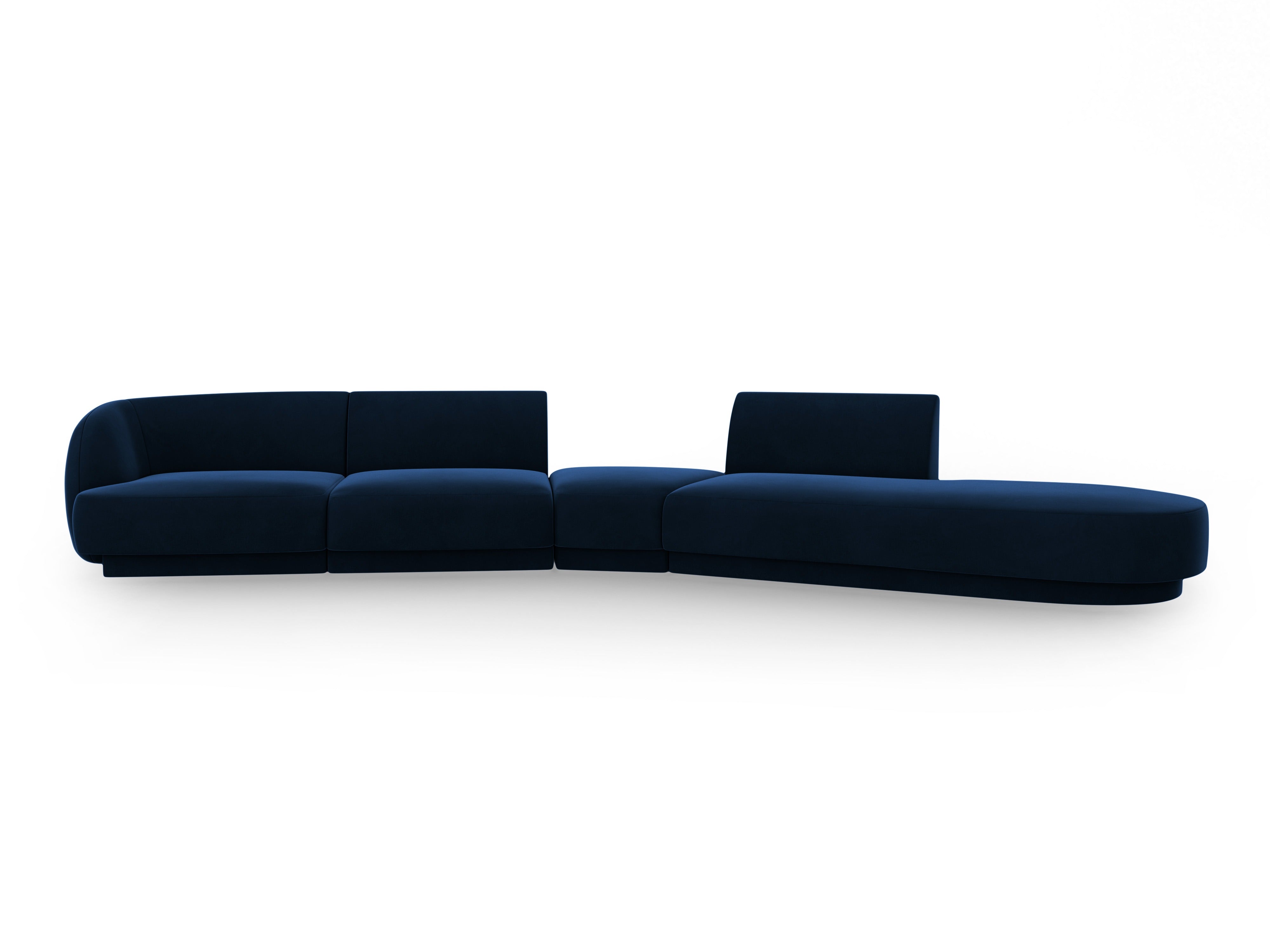 Modular velvet corner sofa right-facing 7-seater MILEY royal blue