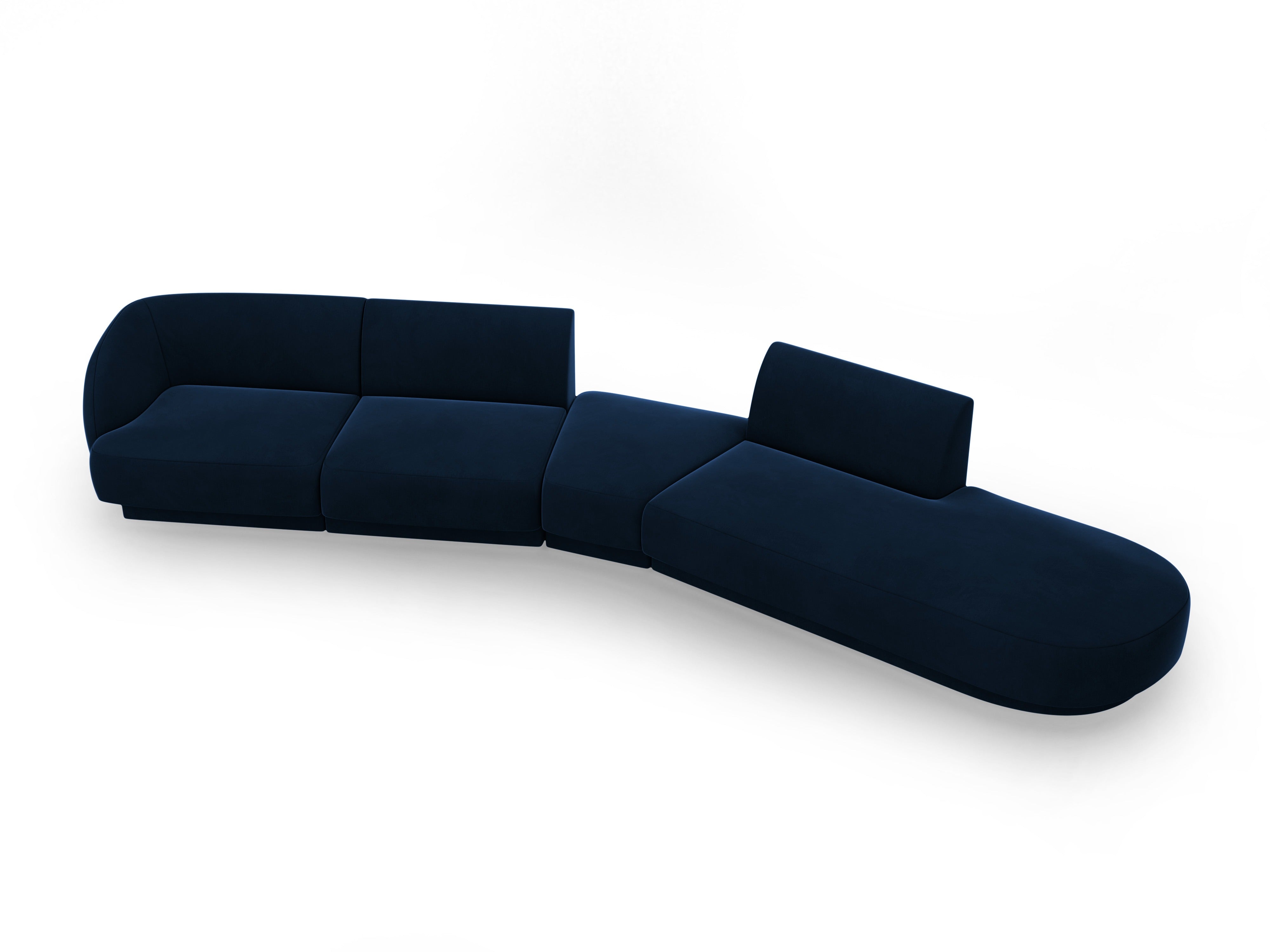 Modular velvet corner sofa right-facing 7-seater MILEY royal blue