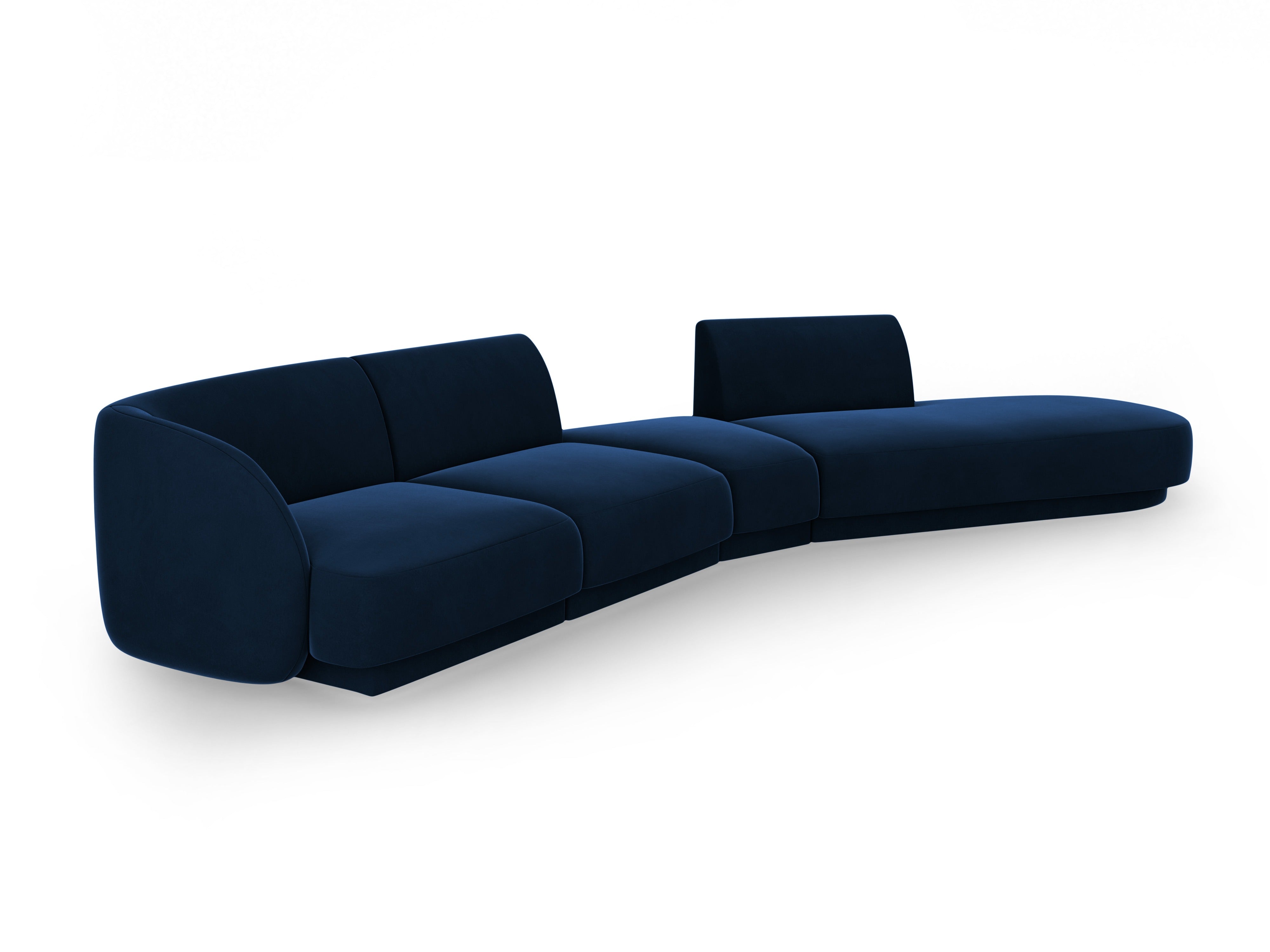 Modular velvet corner sofa right-facing 7-seater MILEY royal blue