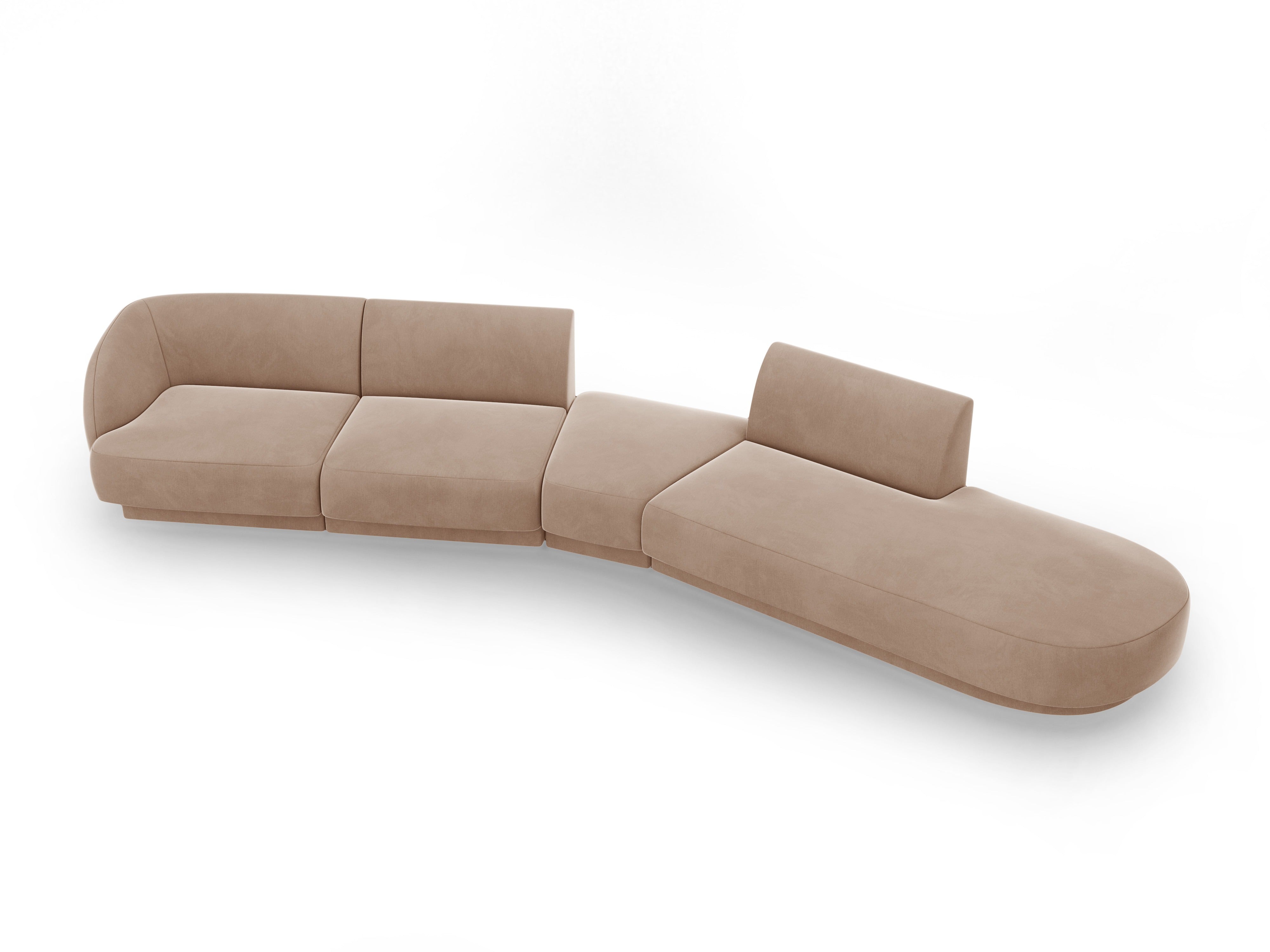 Right-facing velvet modular corner sofa for 7 people MILEY cappuccino
