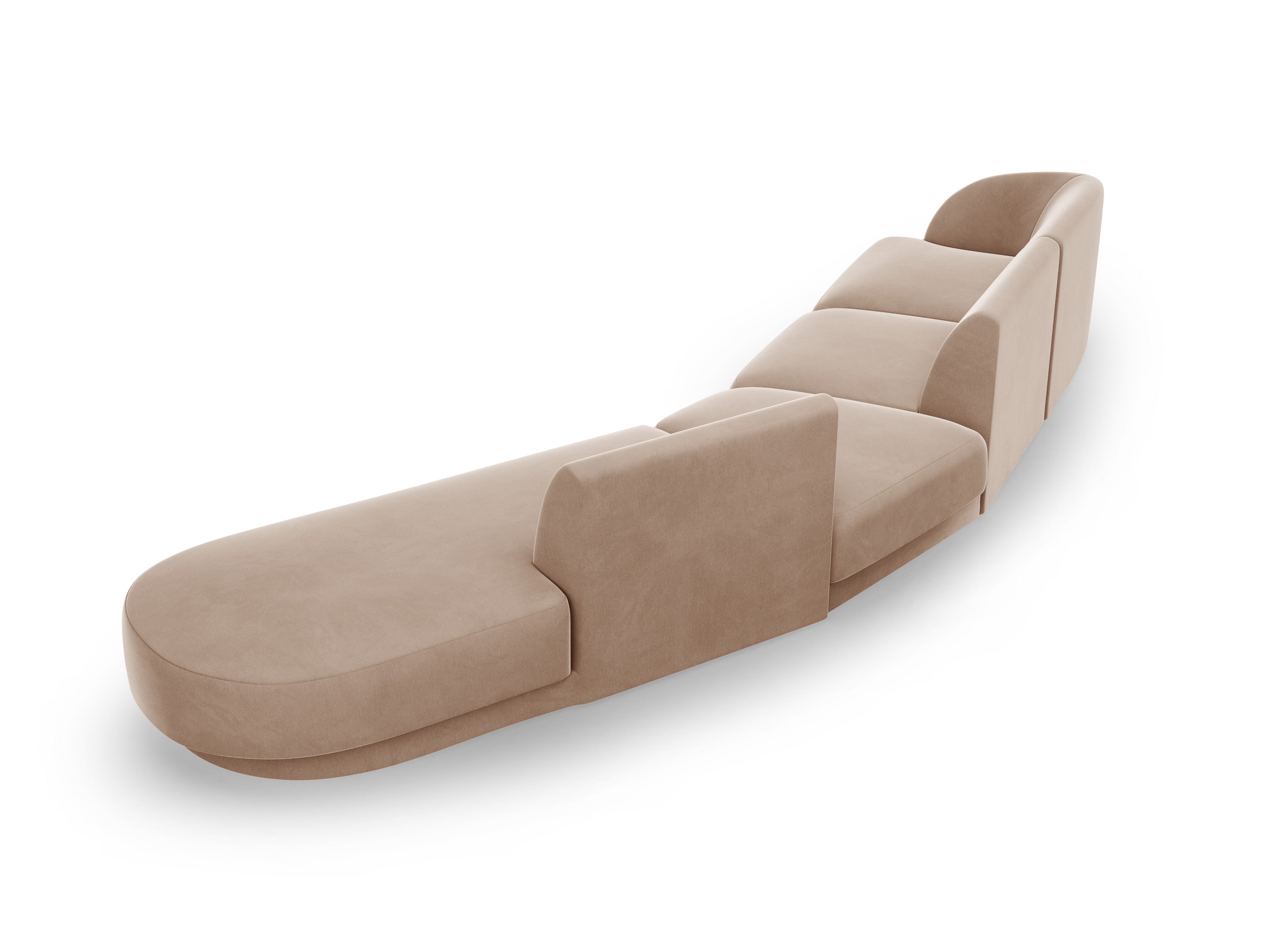 Right-facing velvet modular corner sofa for 7 people MILEY cappuccino