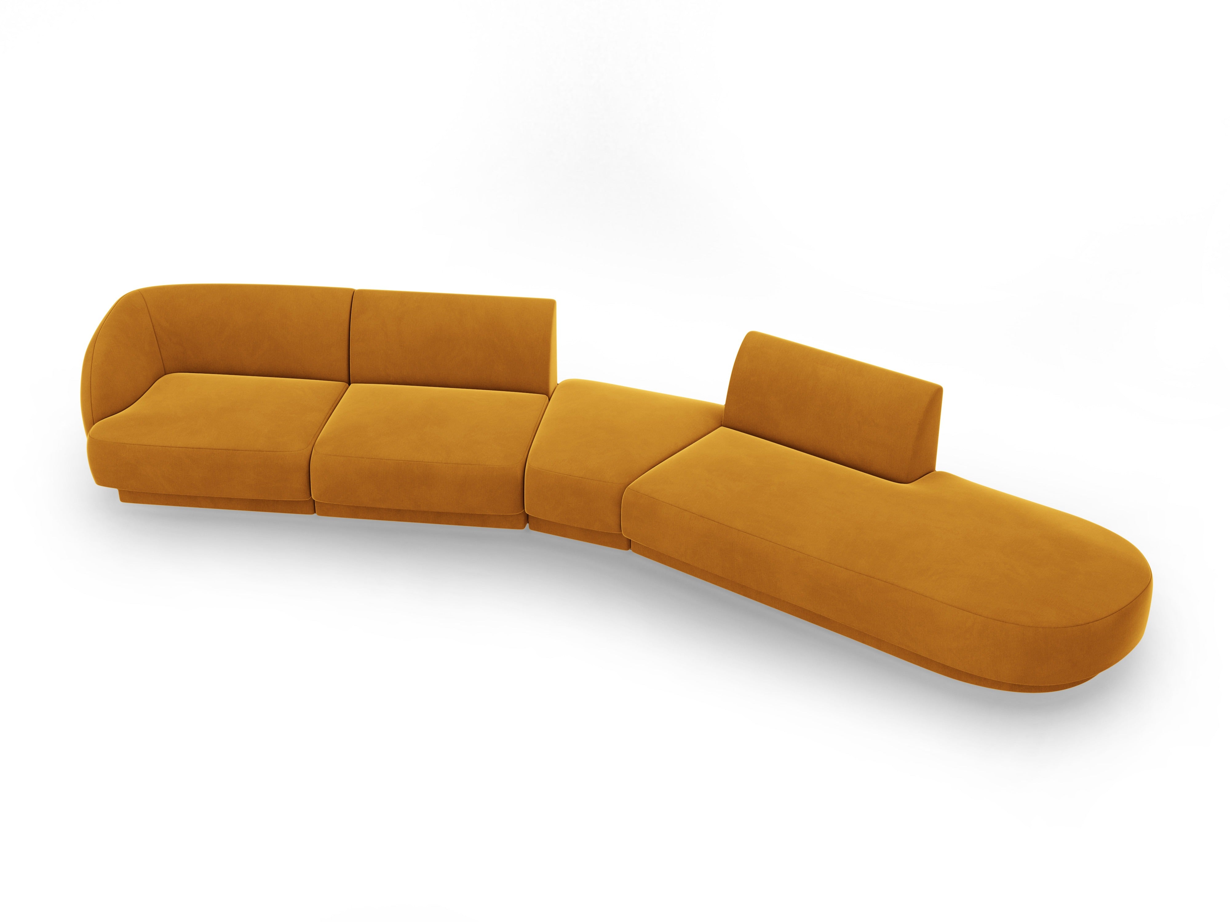 Modularer Samt-Ecksofa rechtsseitig für 7 Personen MILEY gelb
