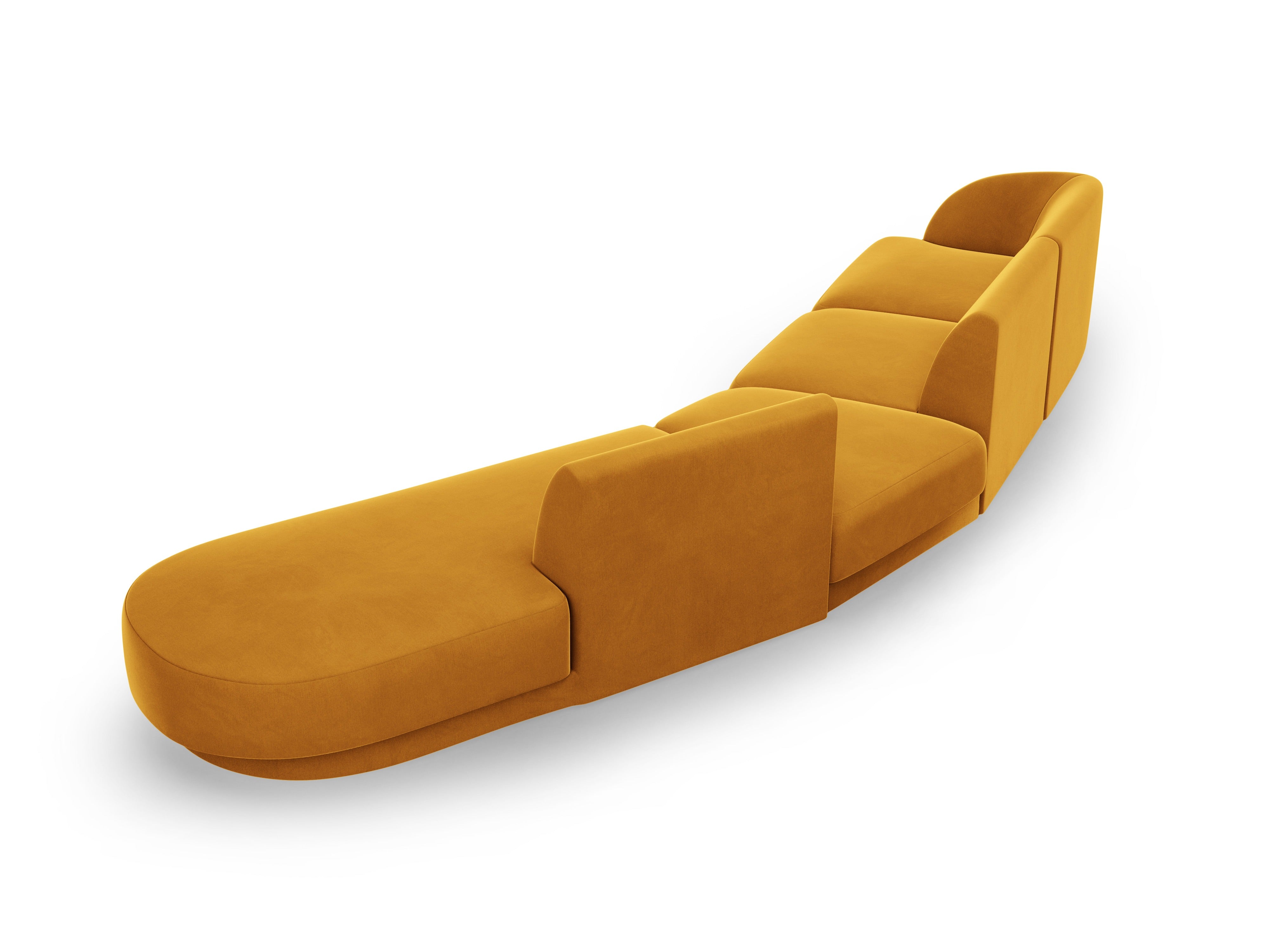 Modularer Samt-Ecksofa rechtsseitig für 7 Personen MILEY gelb