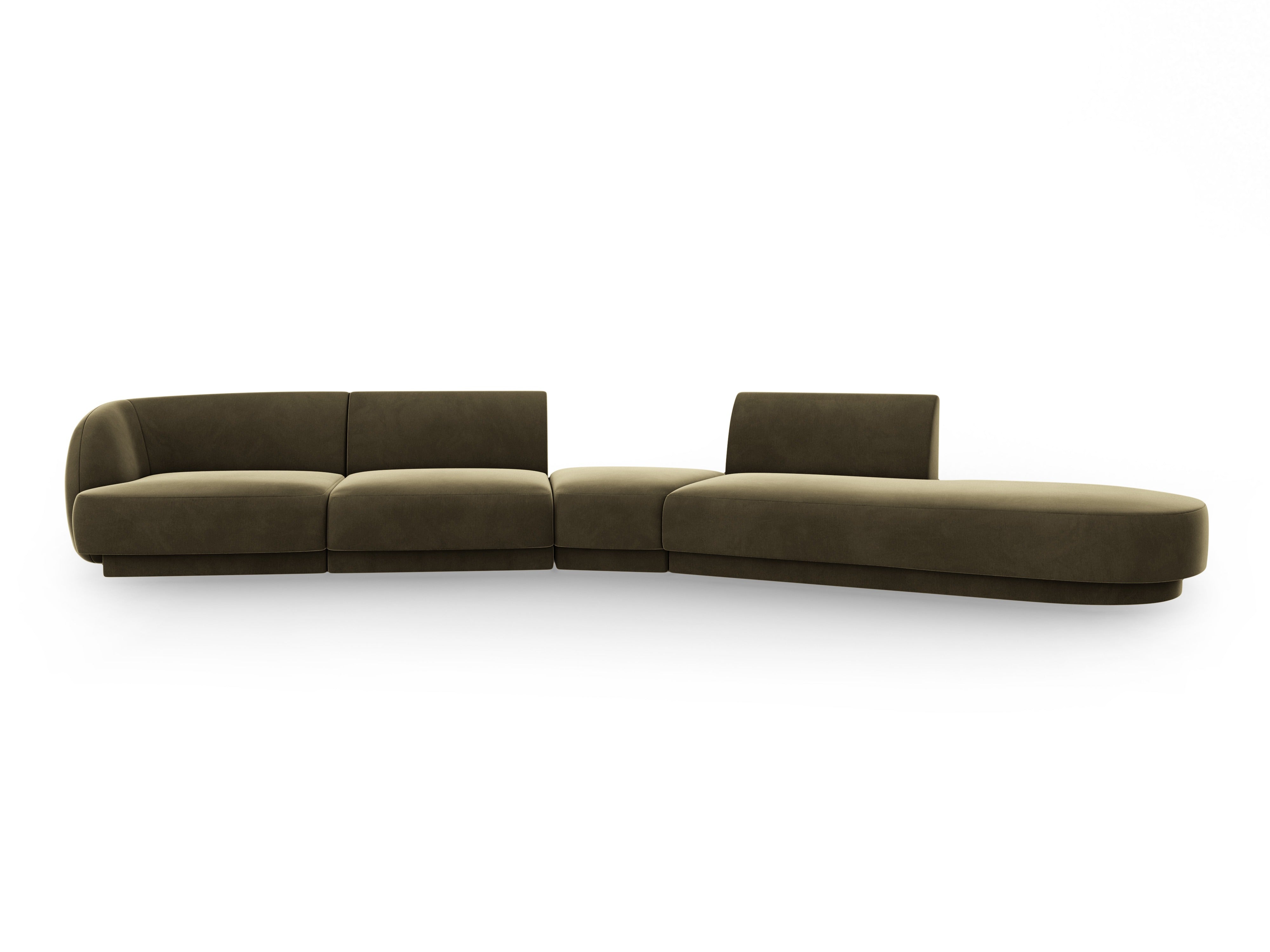 Modular velvet corner sofa right-facing 7-seater MILEY green