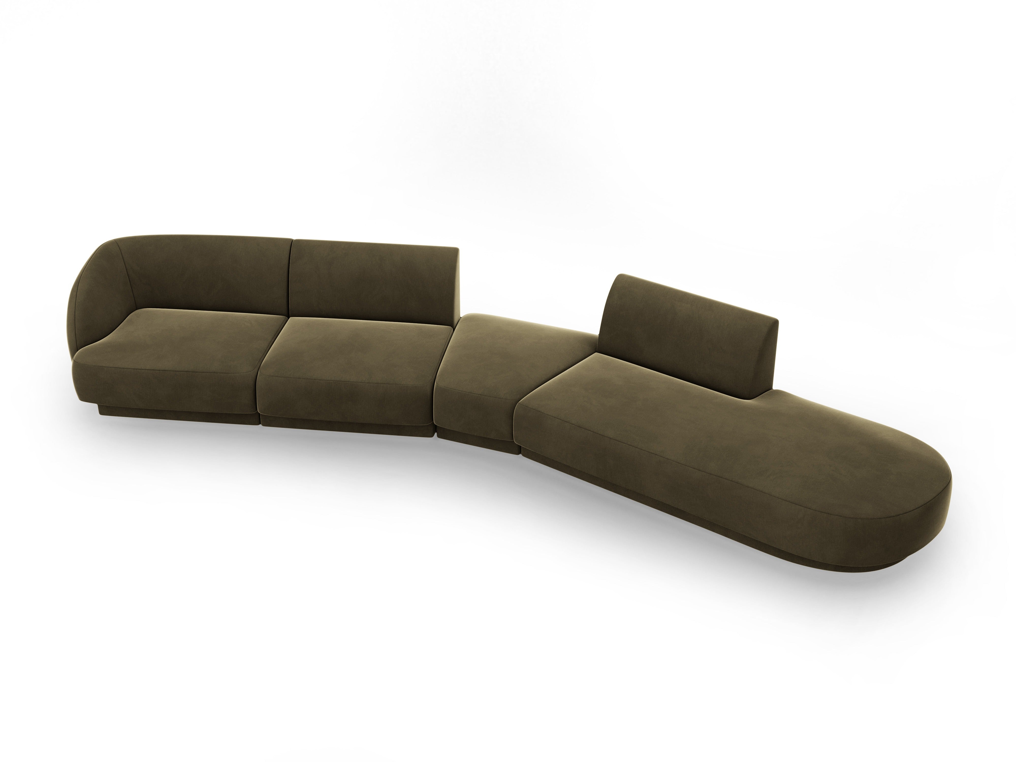 Modular velvet corner sofa right-facing 7-seater MILEY green