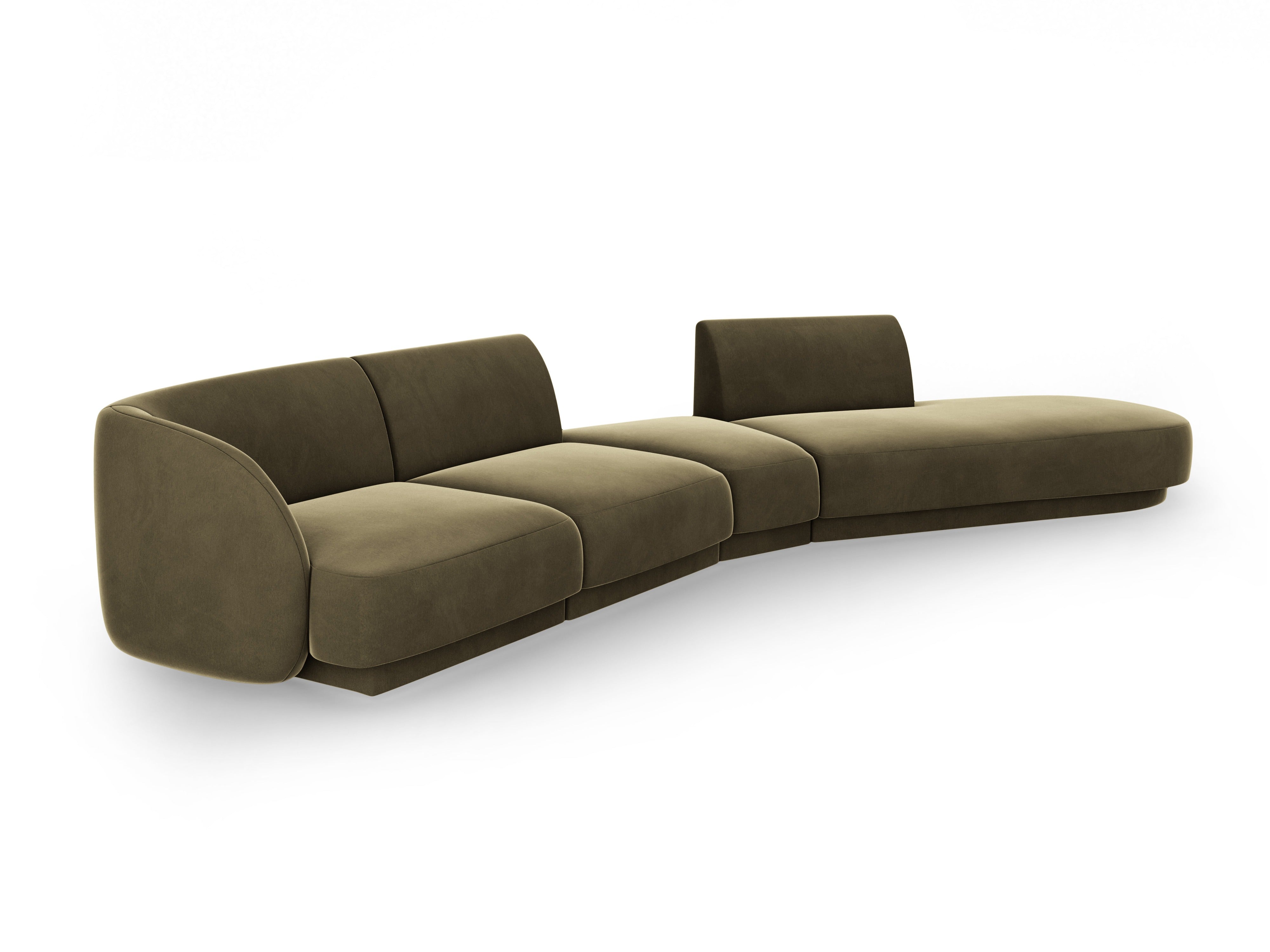 Modular velvet corner sofa right-facing 7-seater MILEY green