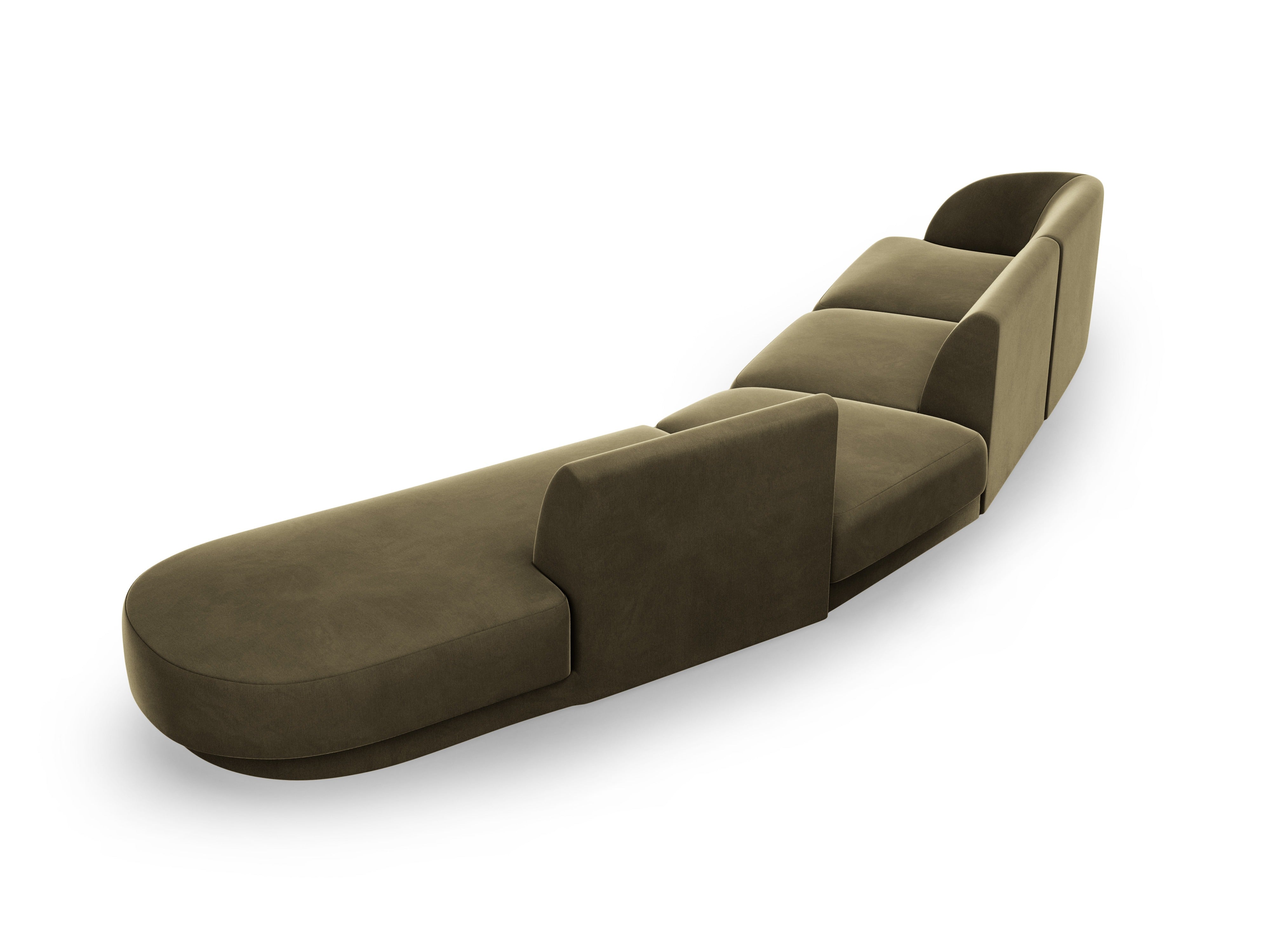Modular velvet corner sofa right-facing 7-seater MILEY green