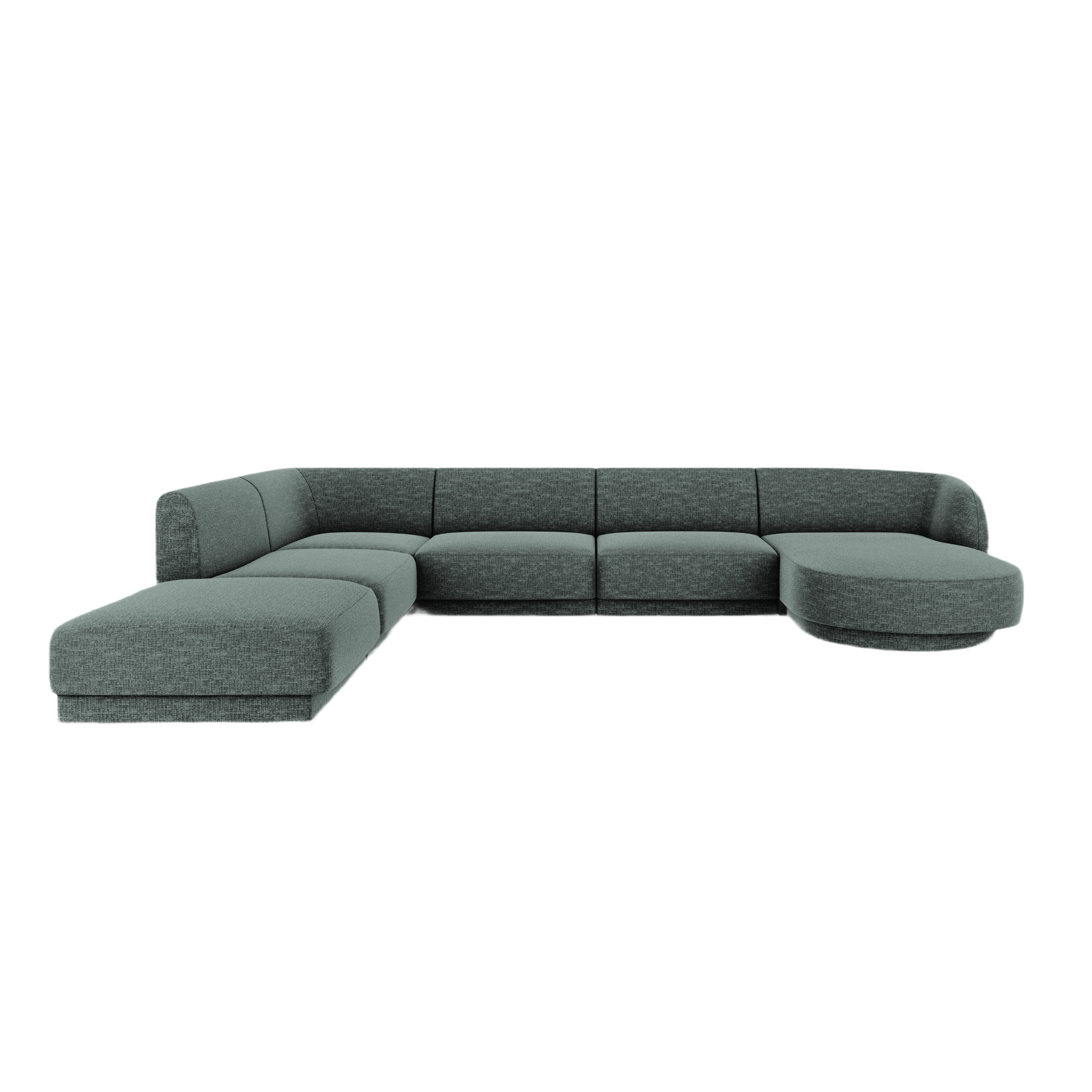 Linksseiten Panorama-Sofa im Szenil-Stoff aus 6-Personen-Miley-Benzin