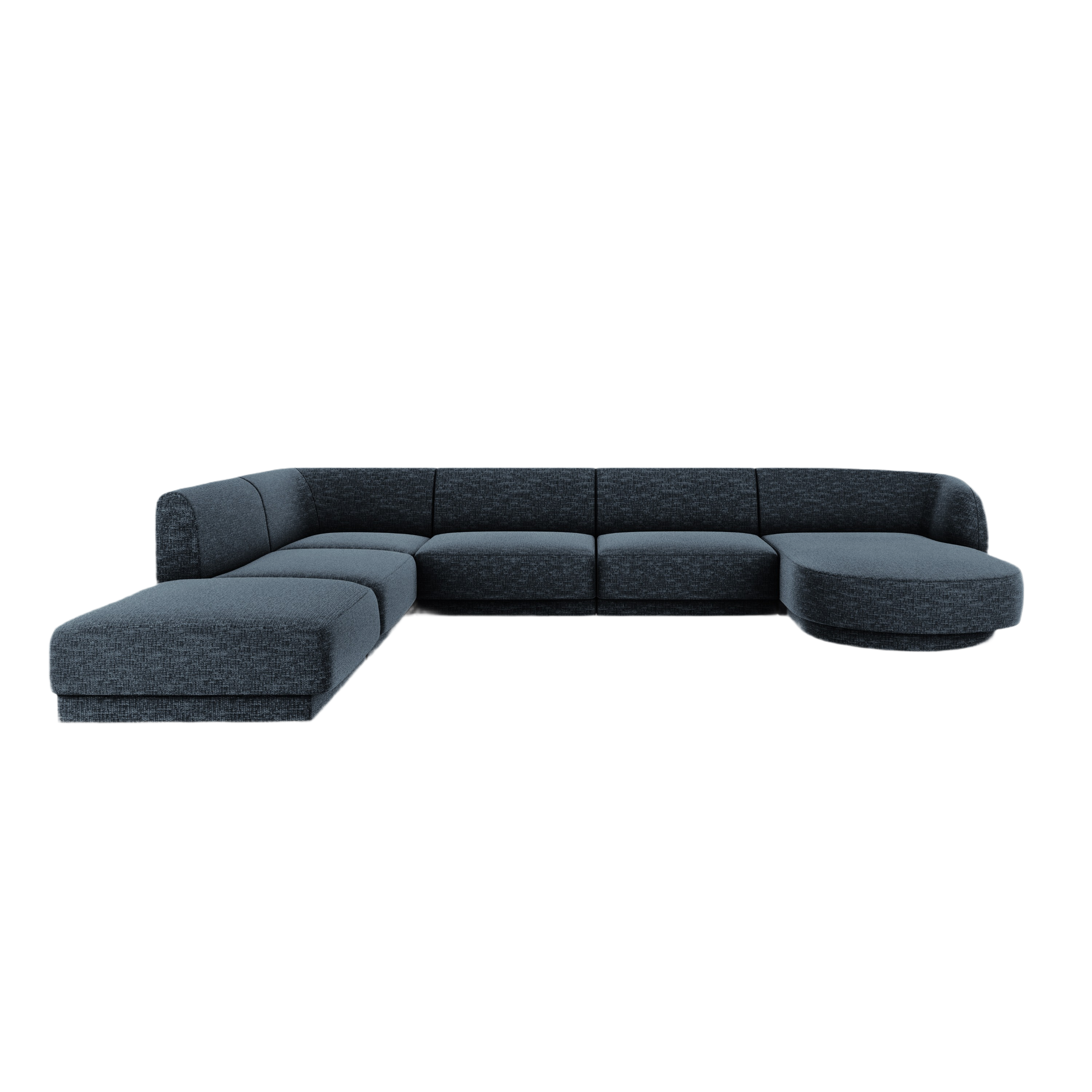 Linksseiten Panorama-Sofa im Szenil-Stoff von 6-Personen-Miley-Marineblau