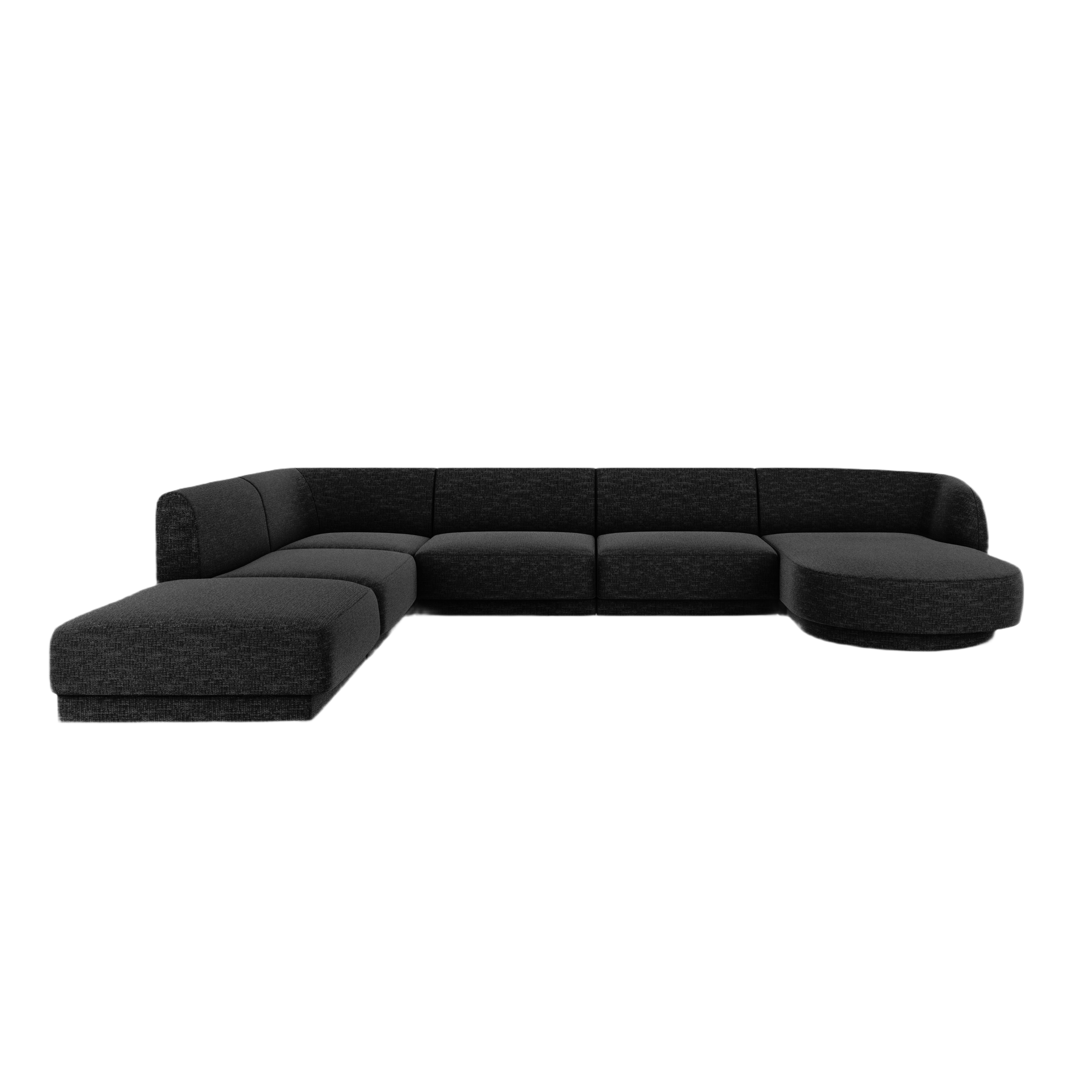 Linksseiten Panorama-Sofa im Szenil-Stoff von 6-Personen-Miley-Schwarz
