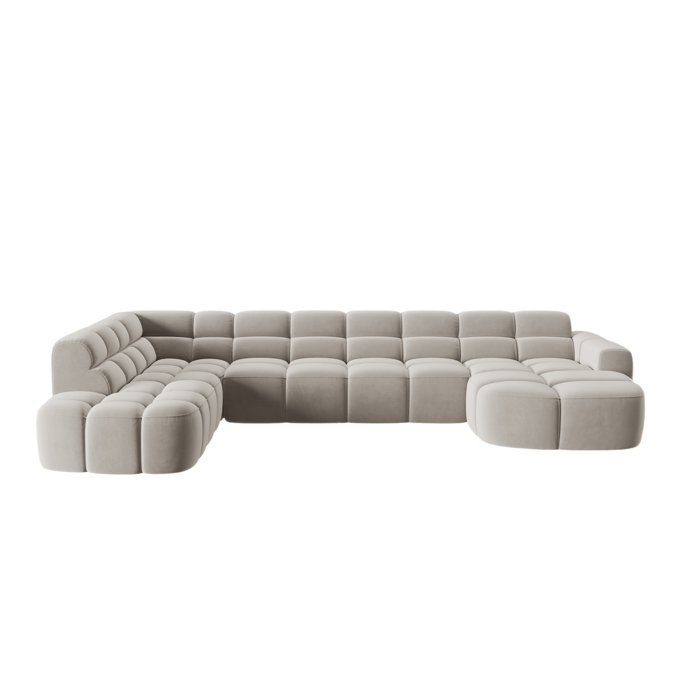 Left-facing panoramic velvet corner sofa LISA light beige