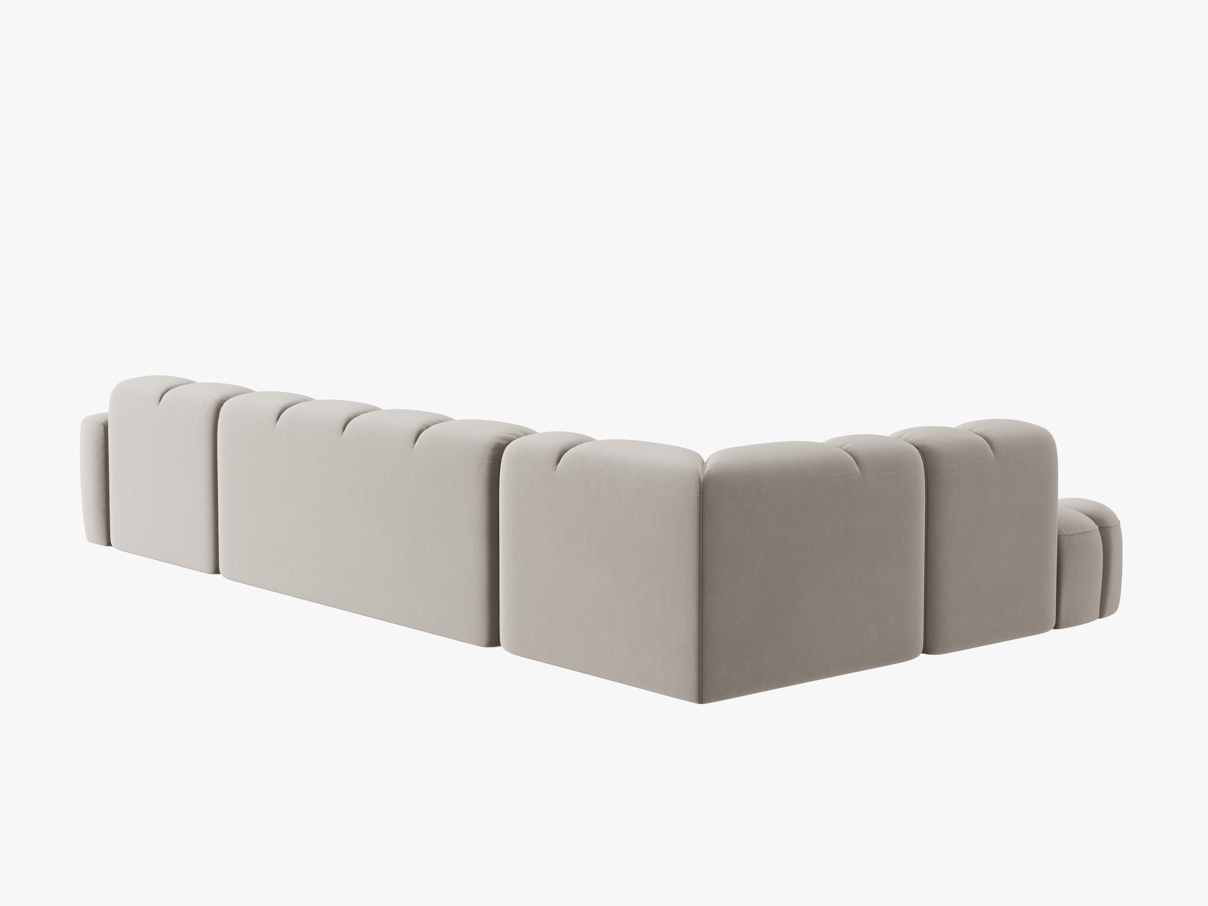 Left-facing panoramic velvet corner sofa LISA light beige