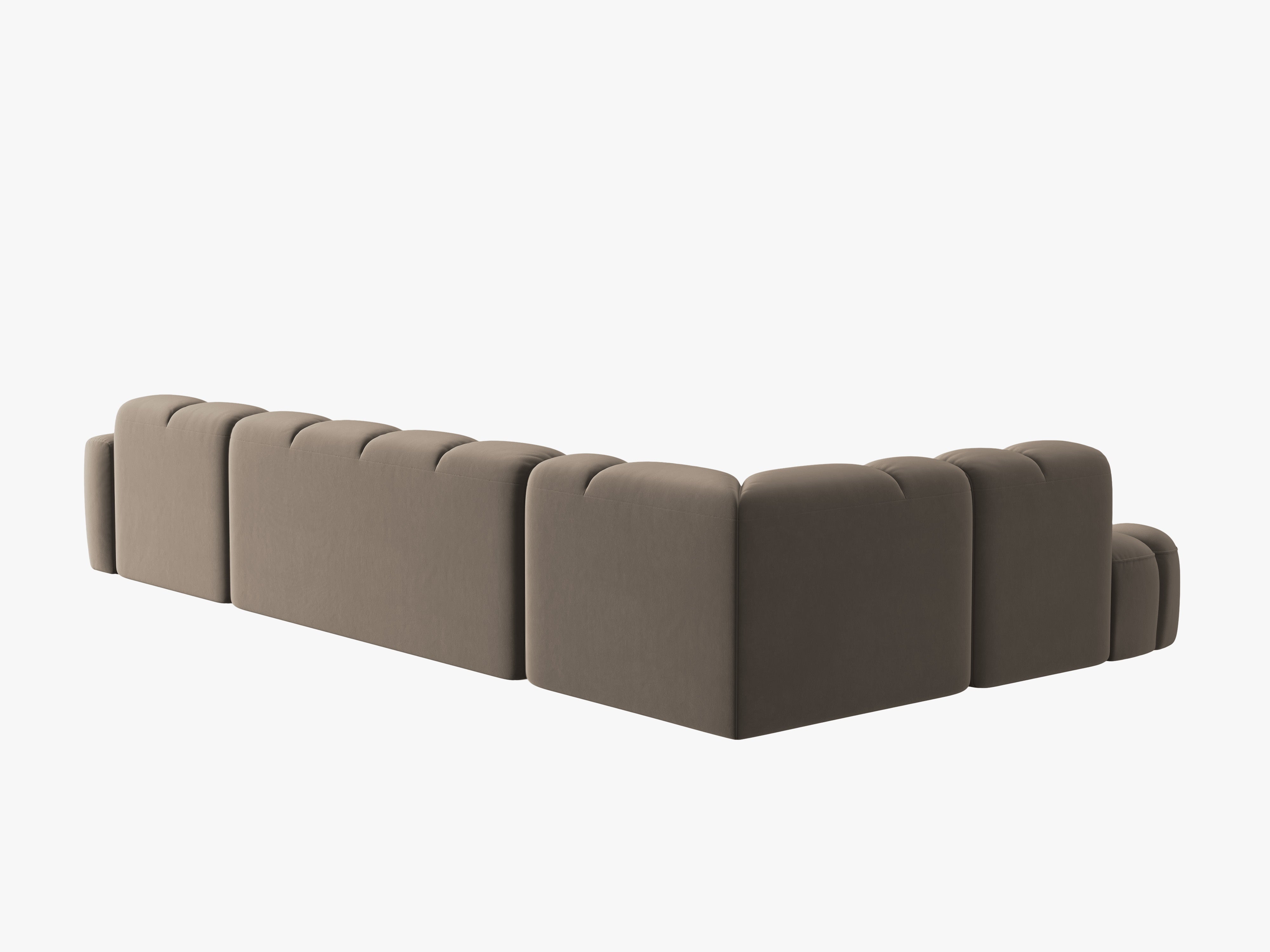 Left-facing panoramic velvet corner sofa LISA light brown