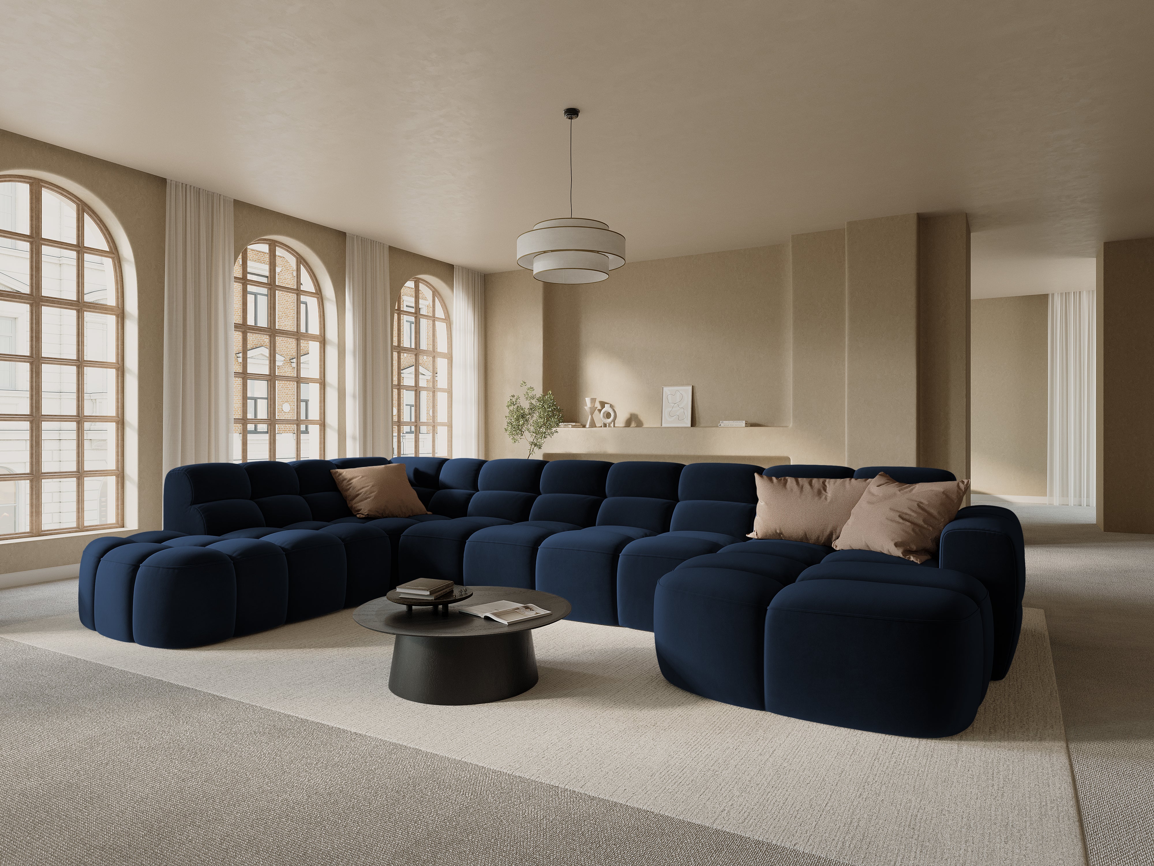 Samt-Ecksofa Panoramisch Links LISA Königsblau