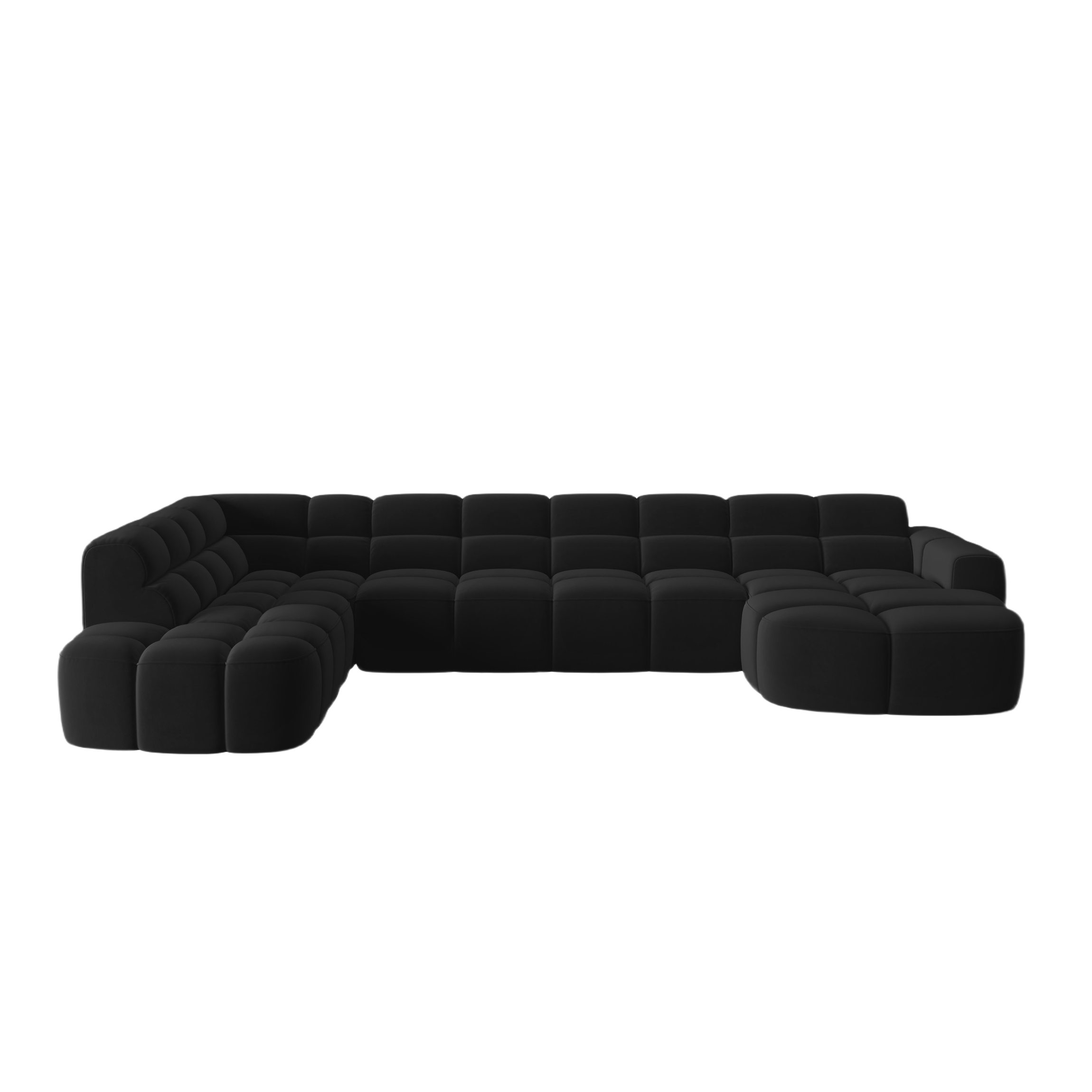 Black Left-Side Velvet Panoramic Sofa LISA