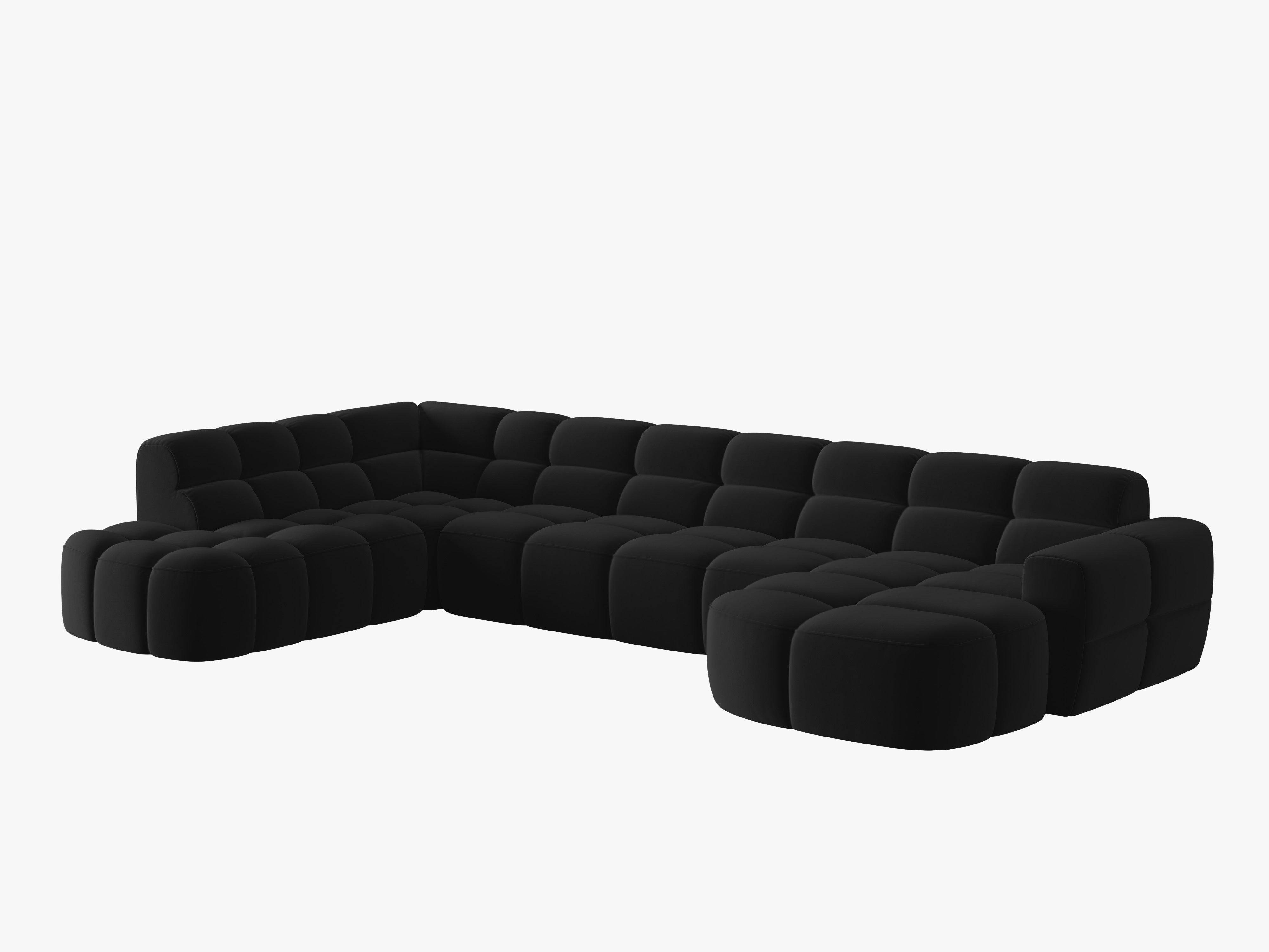Black Left-Side Velvet Panoramic Sofa LISA