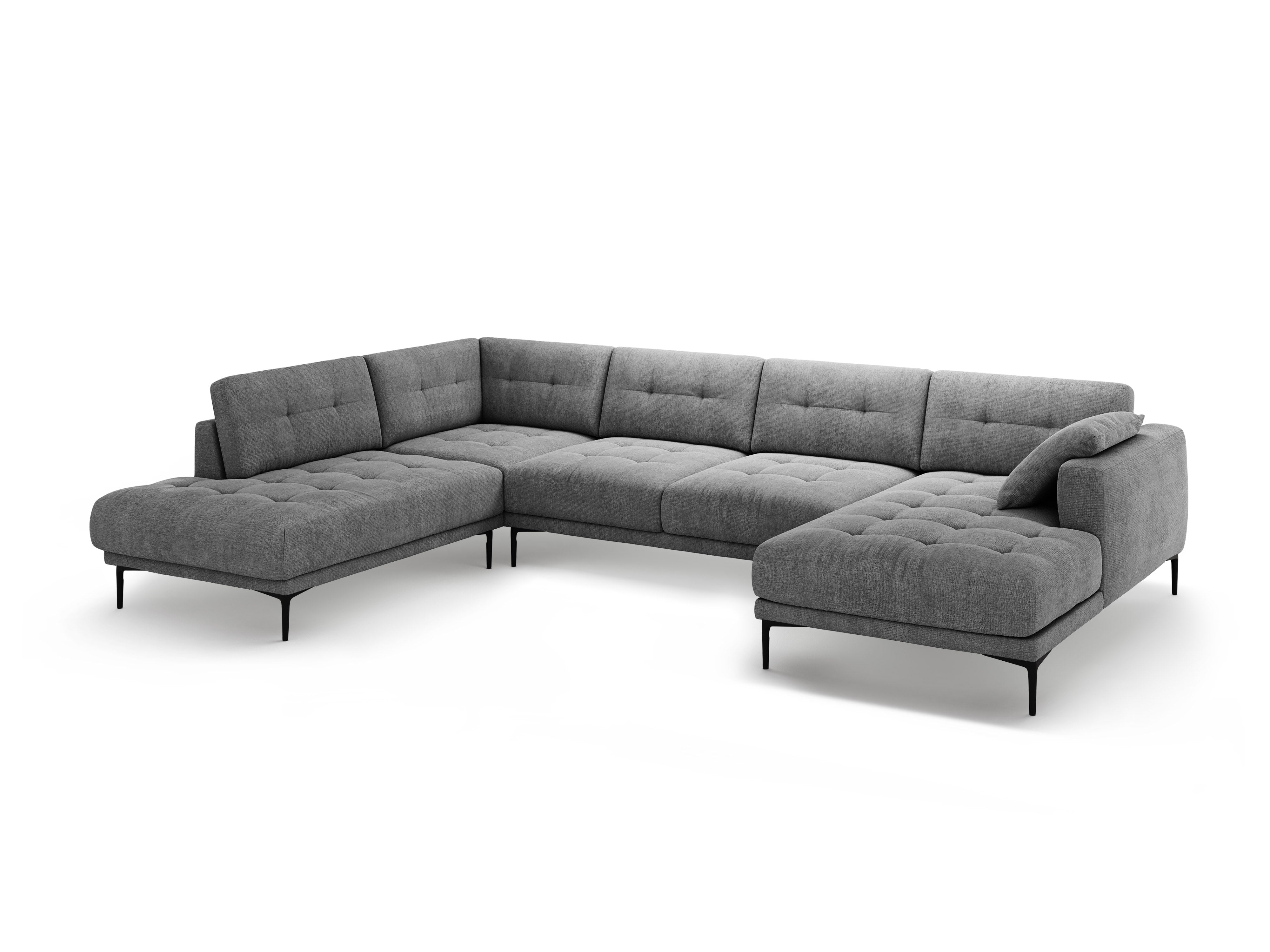 Left-sided panoramic corner sofa BEMY gray chenille