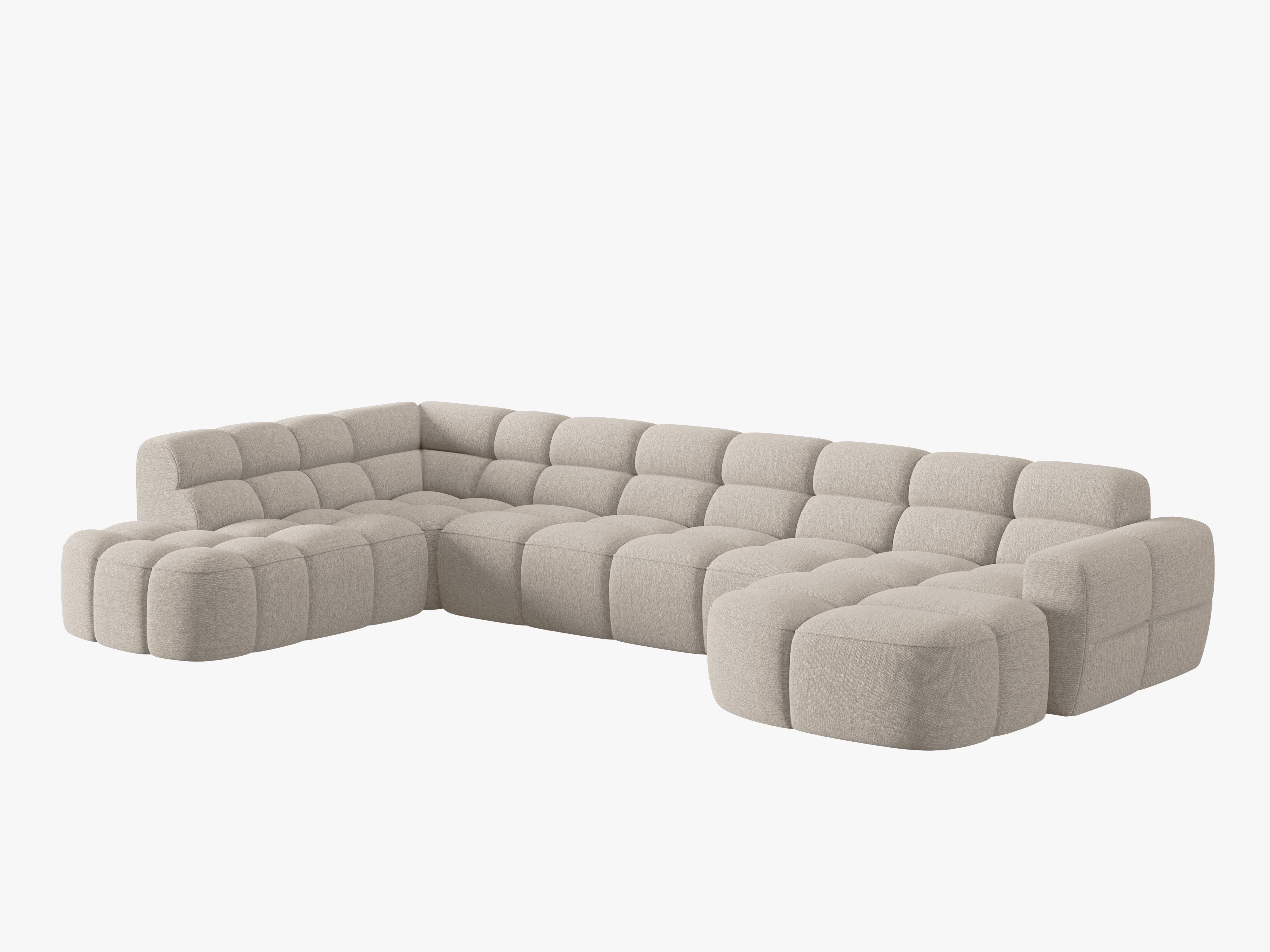 Left-facing panoramic corner sofa LISA sand chenille