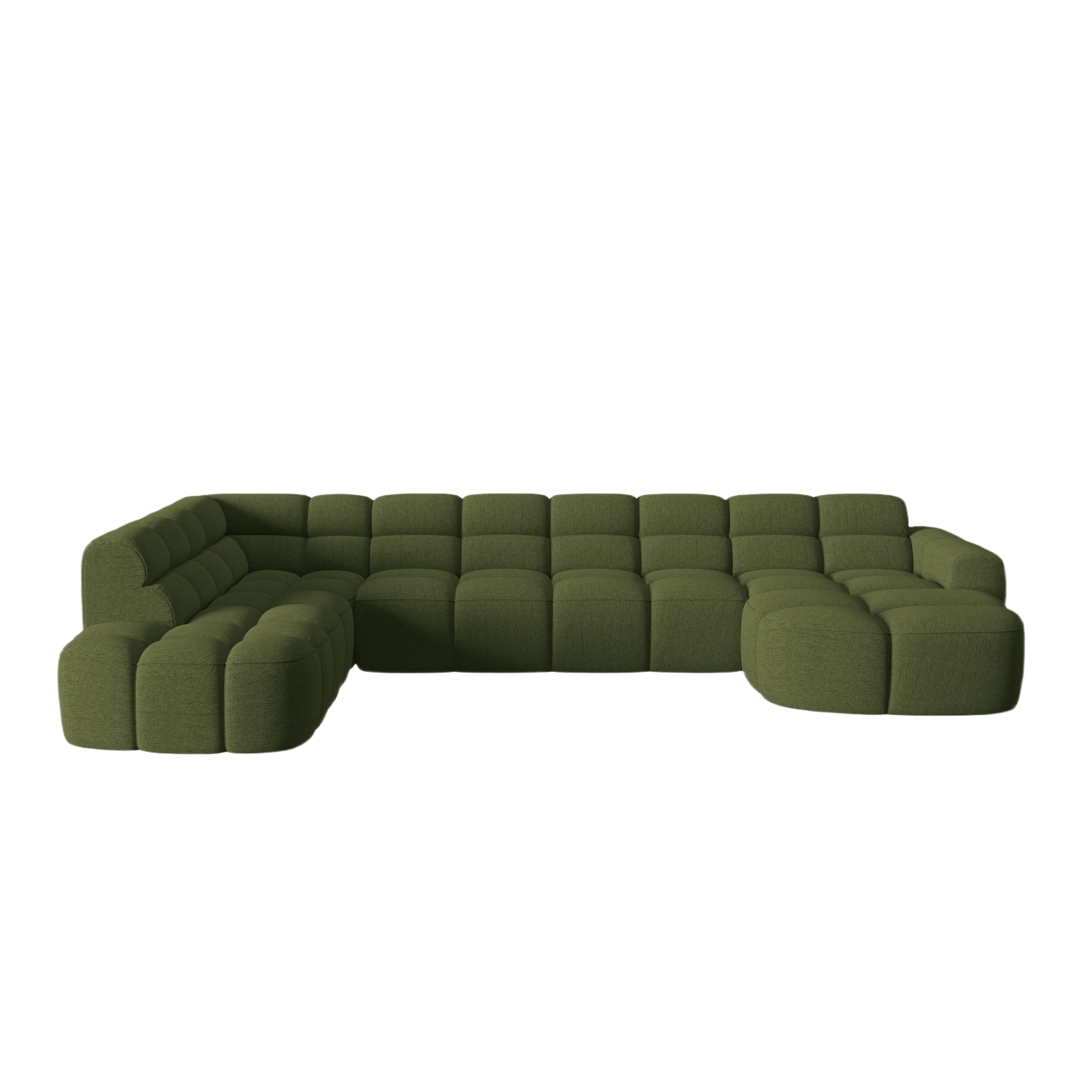 Left-facing panoramic corner sofa LISA green chenille