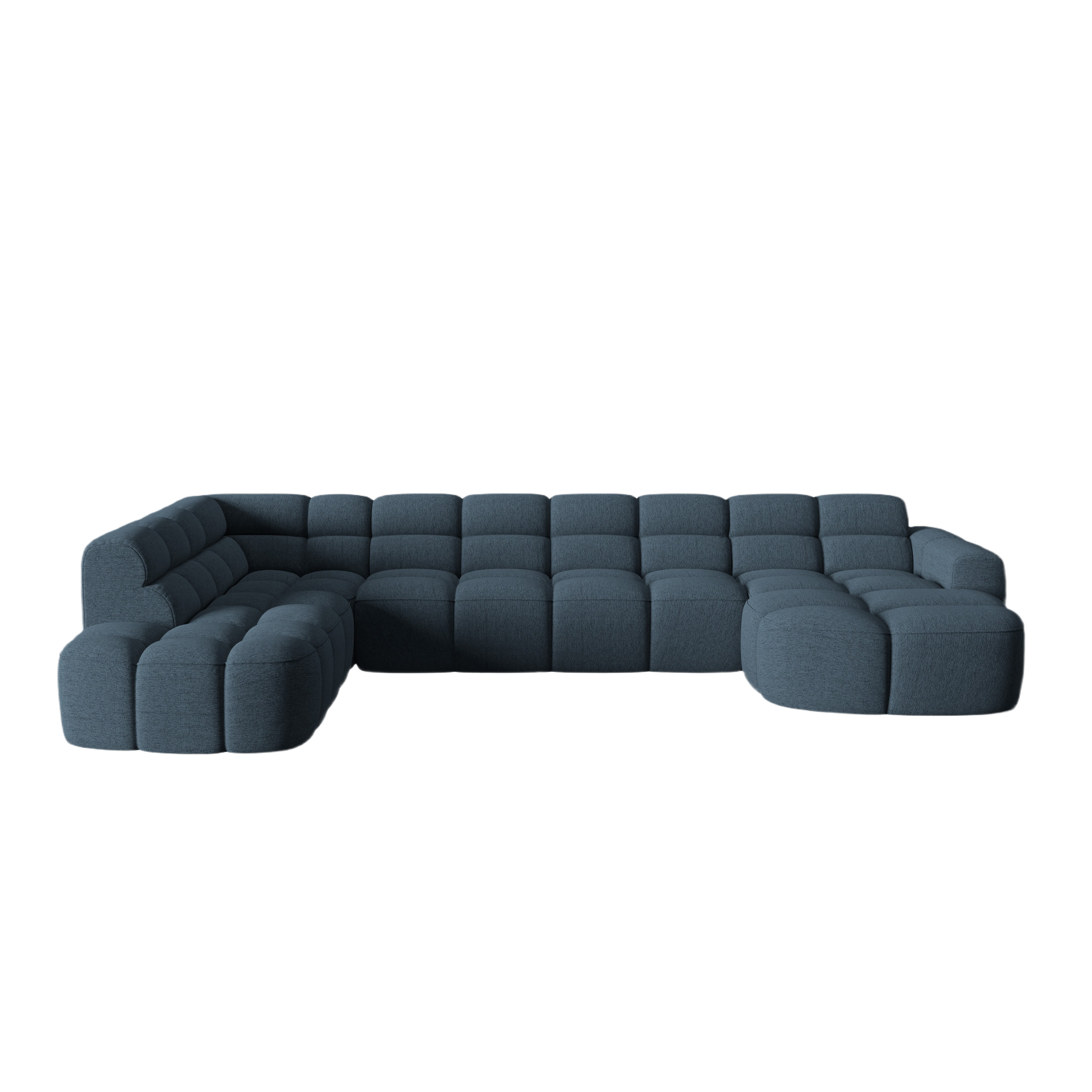 Left-facing panoramic corner sofa LISA dark blue chenille