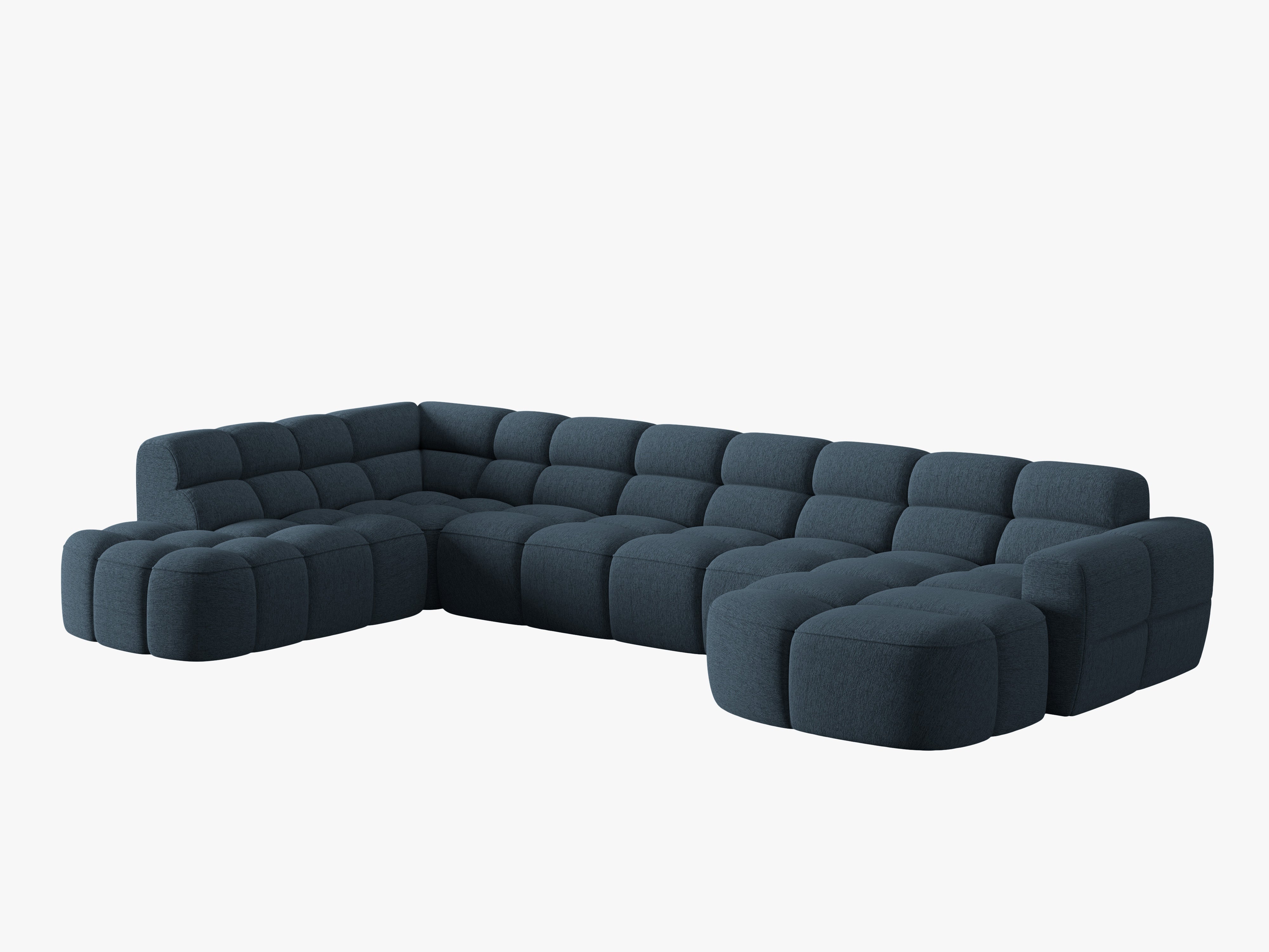 Left-facing panoramic corner sofa LISA dark blue chenille