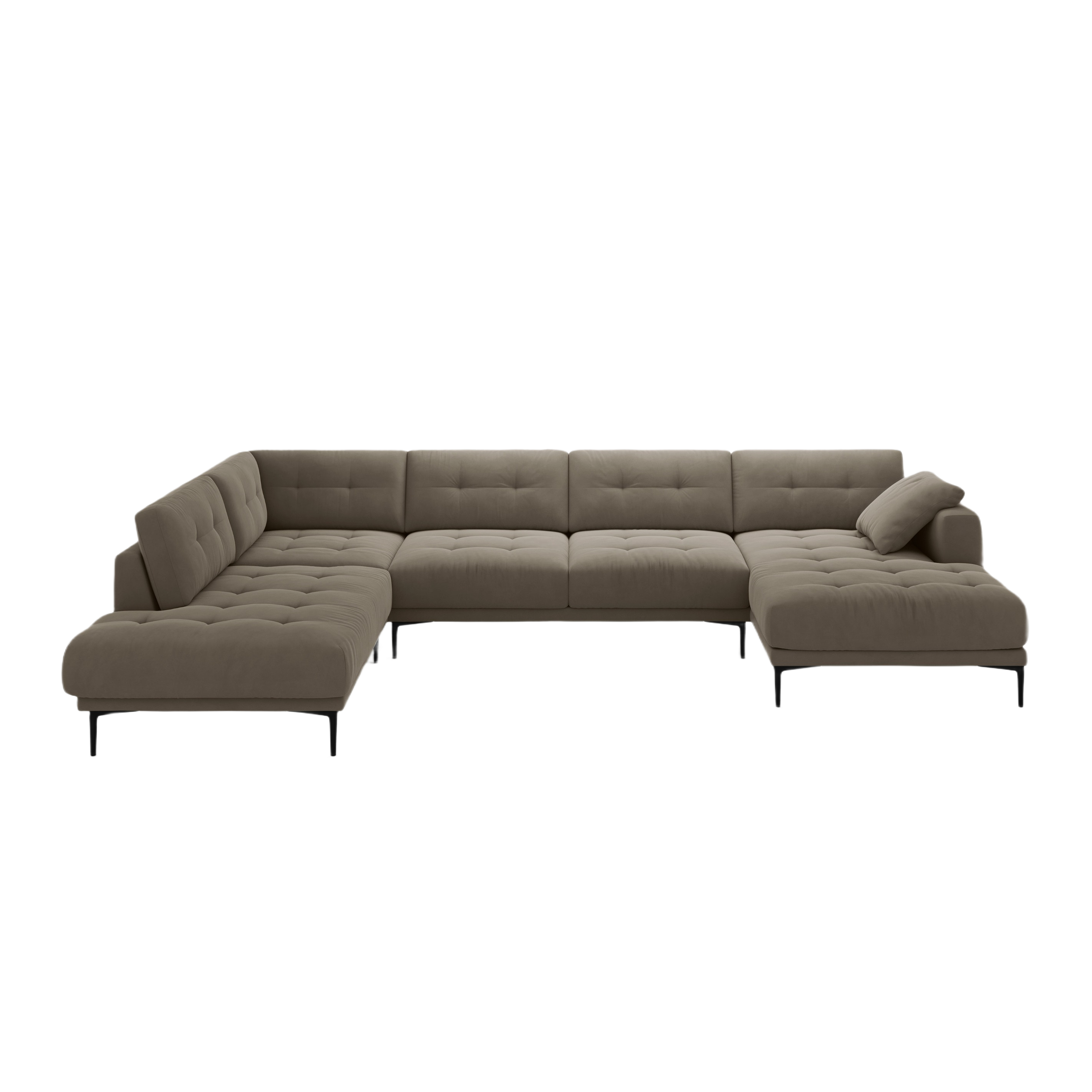Left-sided panoramic velvet corner sofa BEMY gray-brown