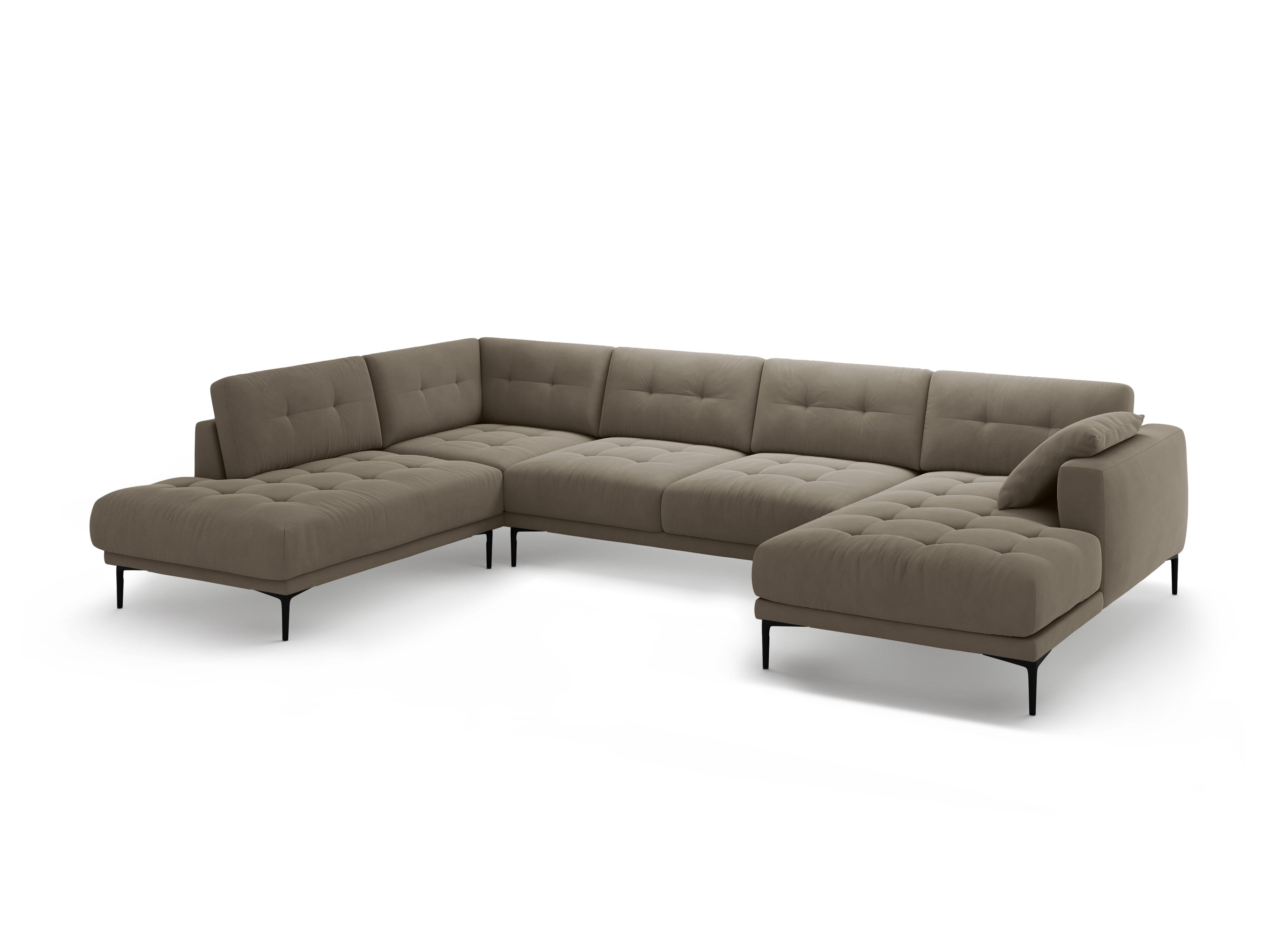 Left-sided panoramic velvet corner sofa BEMY gray-brown