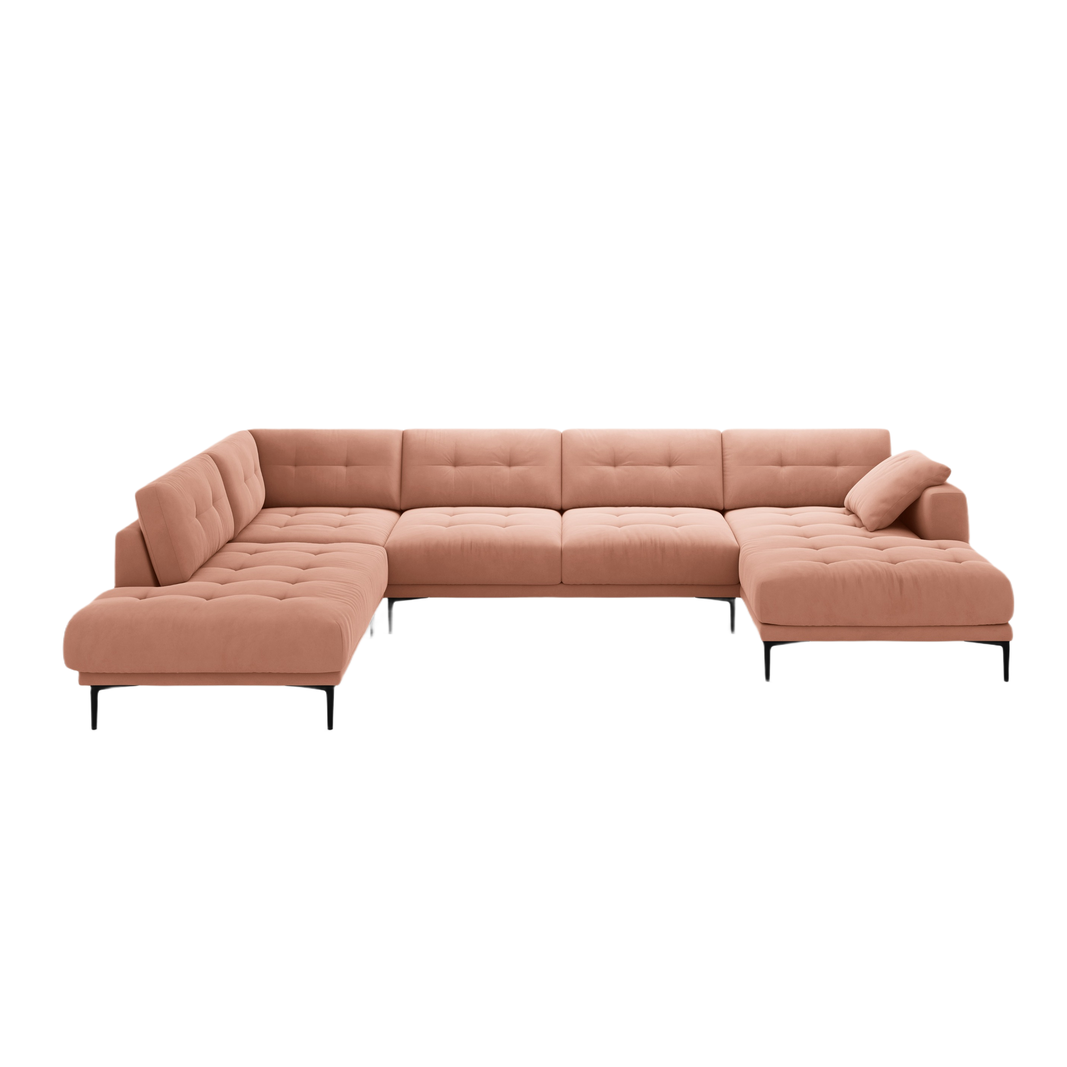 Left-sided panoramic velvet corner sofa BEMY pink