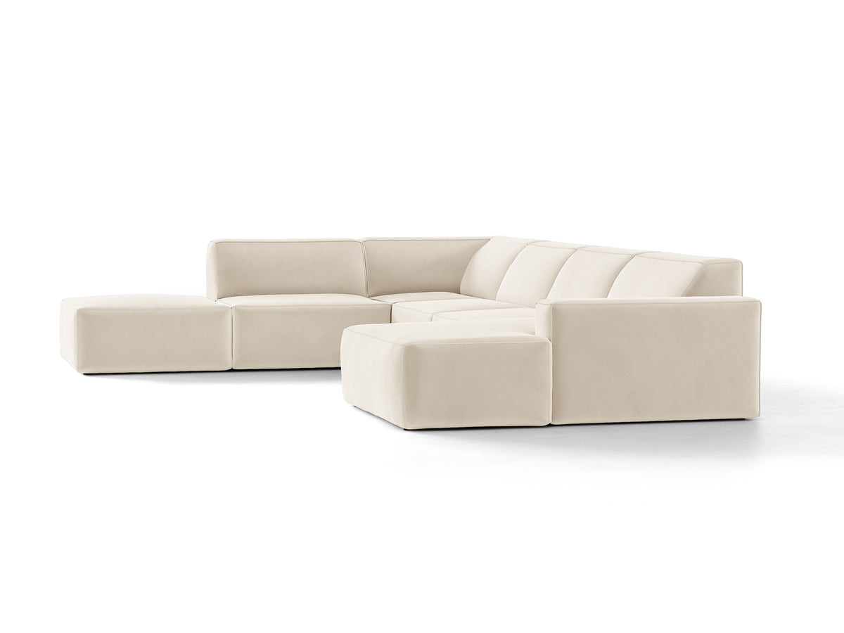 Sofa panoramiczna aksamitna lewostronna JODIE jasnobeżowy