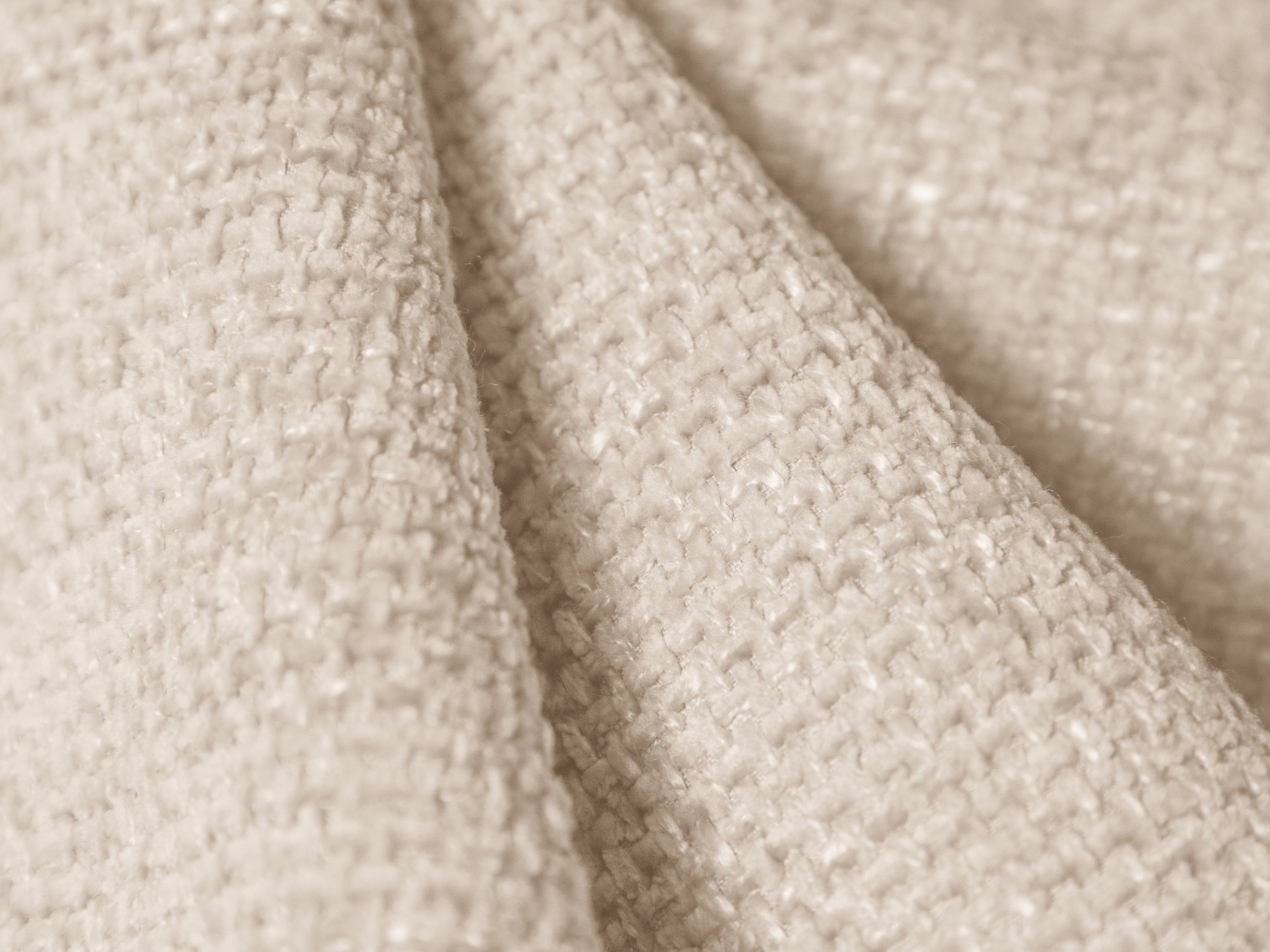 Sofa prawostronna panoramiczna w tkaninie szenilowej 6-osobowa MILEY jasnobeżowy Micadoni    Eye on Design