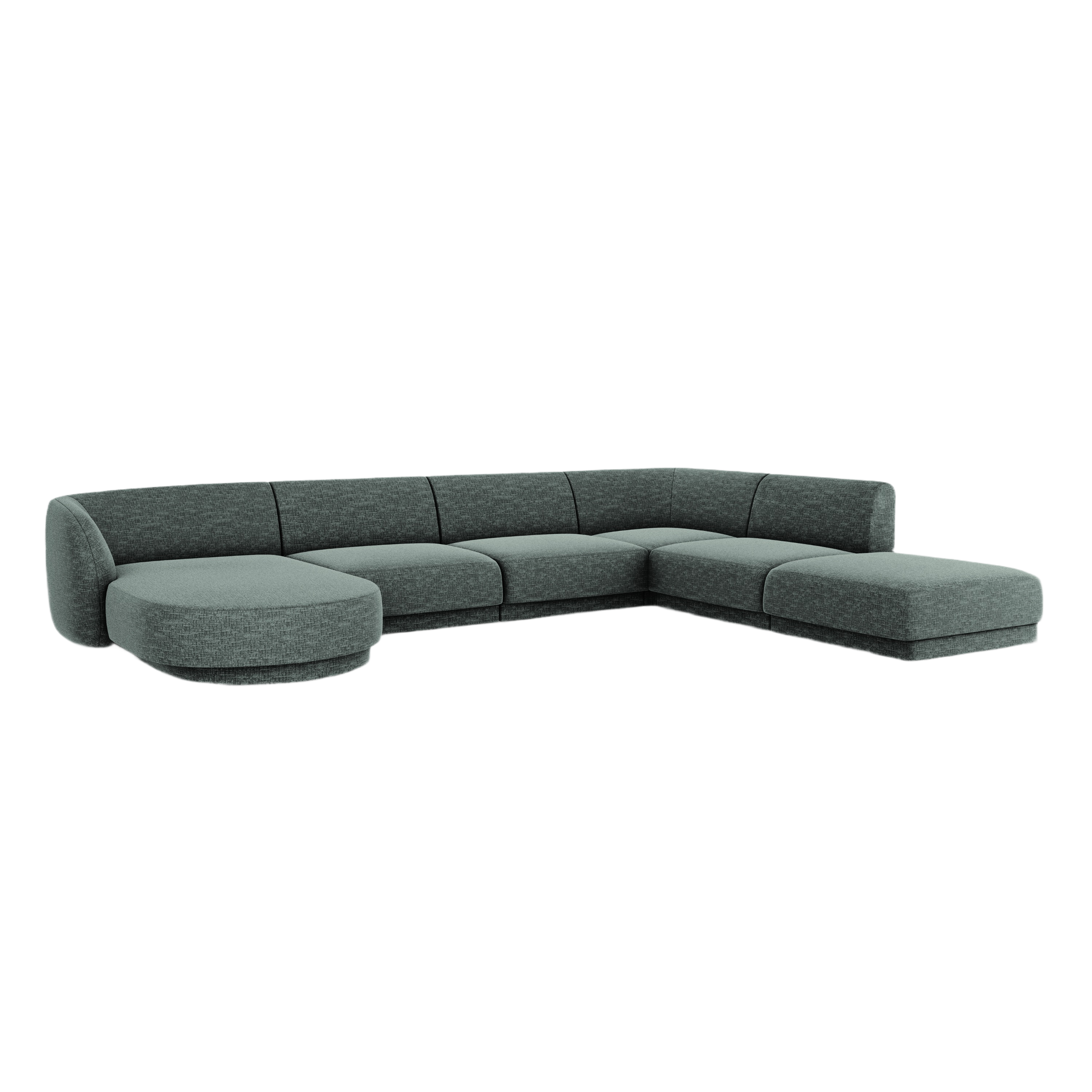 Rechtsseitiger Panorama-Sofa im Szenil-Stoff aus 6-Personen-Miley-Benzin